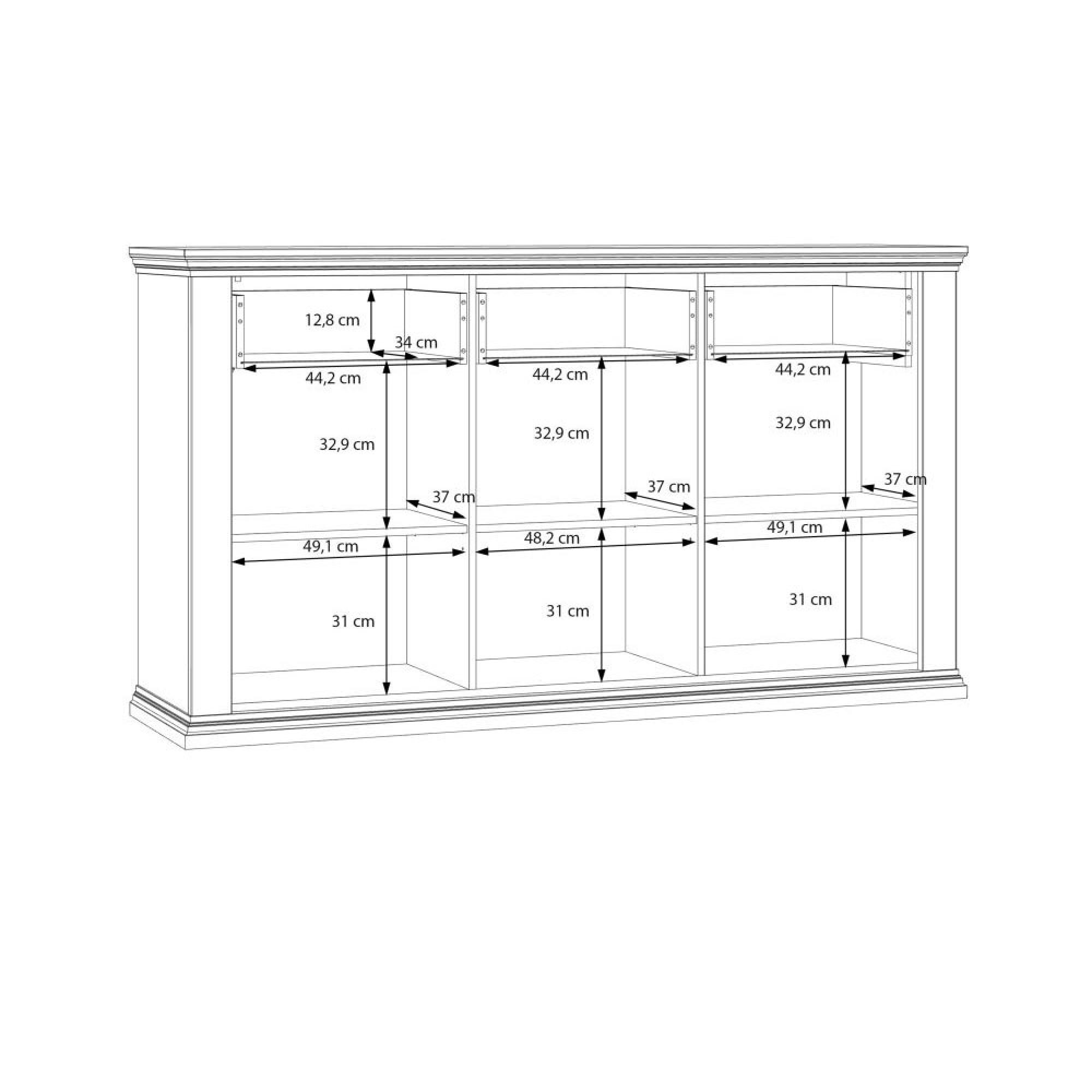 Pontypool Sideboard - 3 Door - 3 Drawer - Large - White and Riva Oak