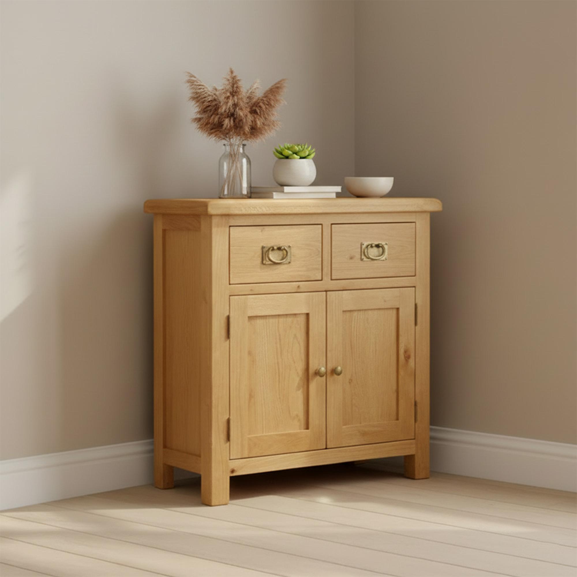Salisbury Premium Small Sideboard - 2 Door - Oak - 107cm