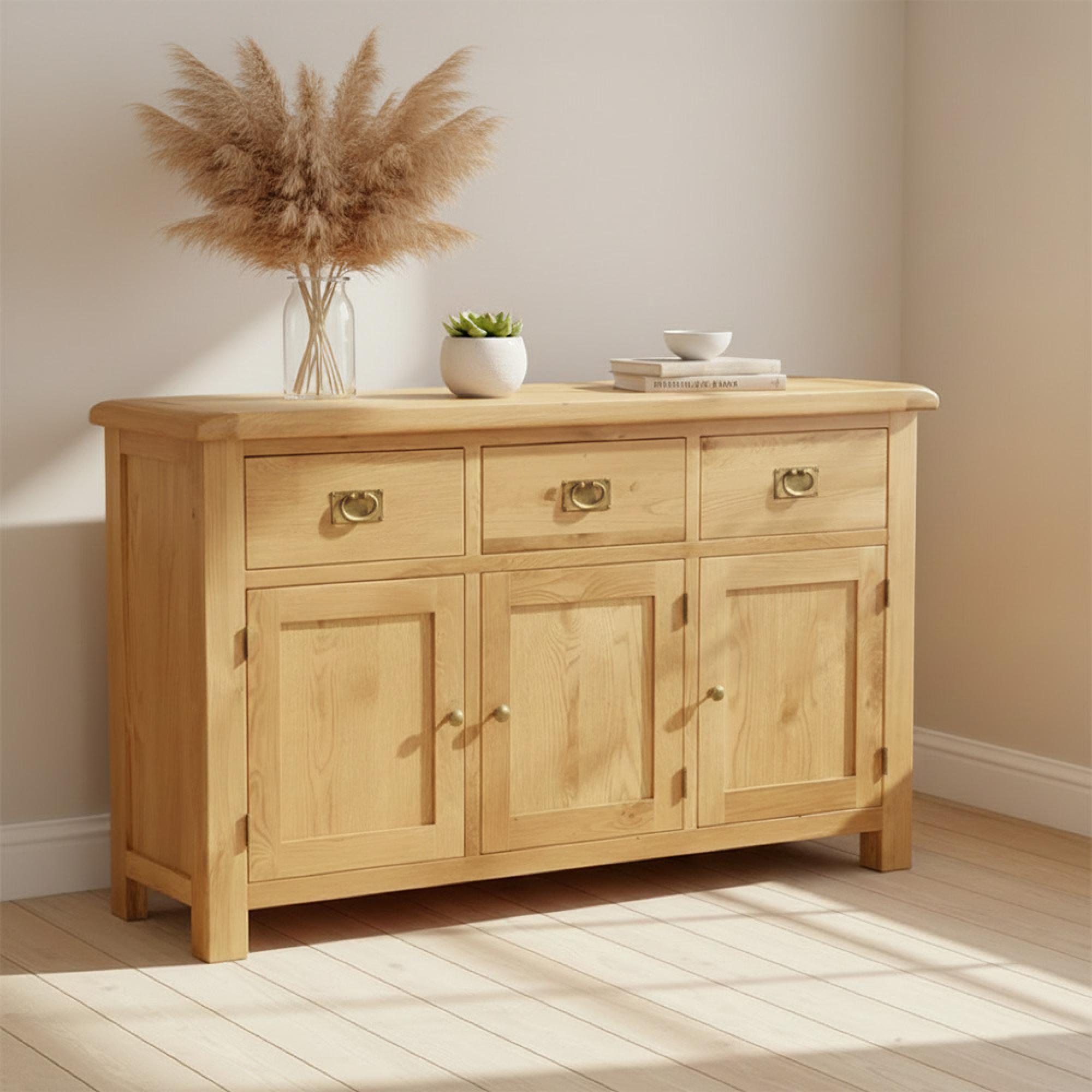 Salisbury Premium Medium Sideboard - 3 Door - Oak - 147cm