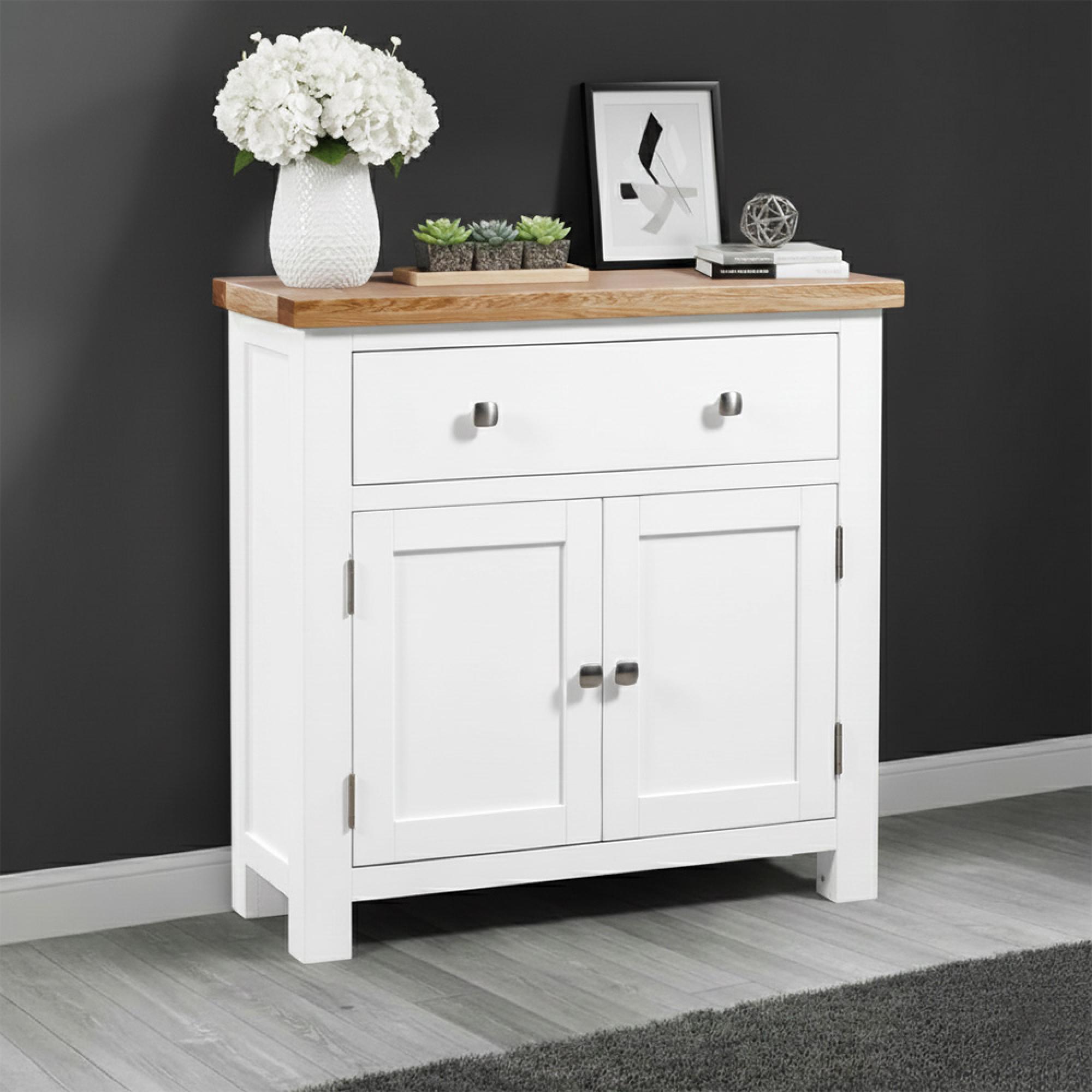 Lundy Compact Sideboard - 2 Door - 80cm - White Painted