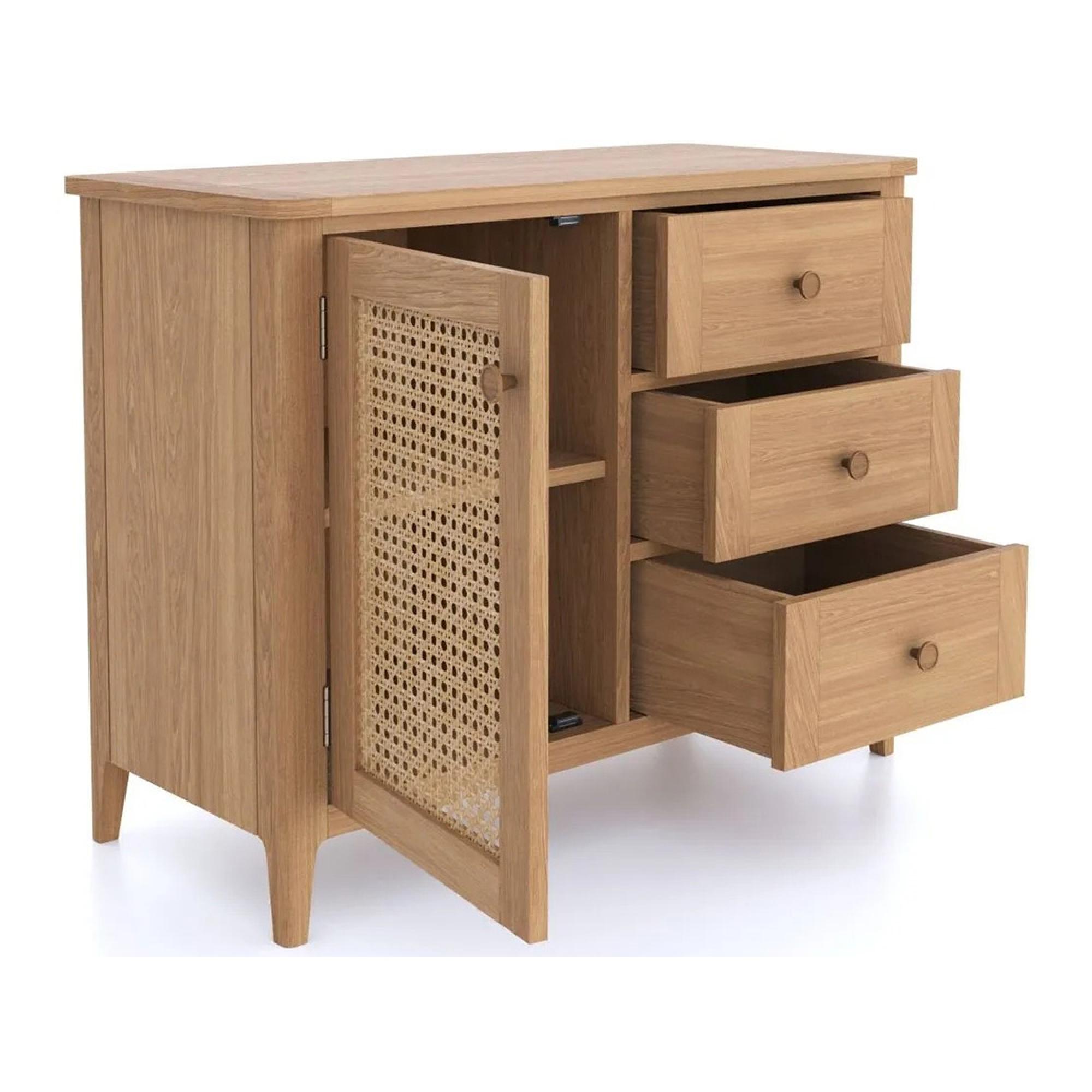 Henley Oak and Rattan Small Sideboard