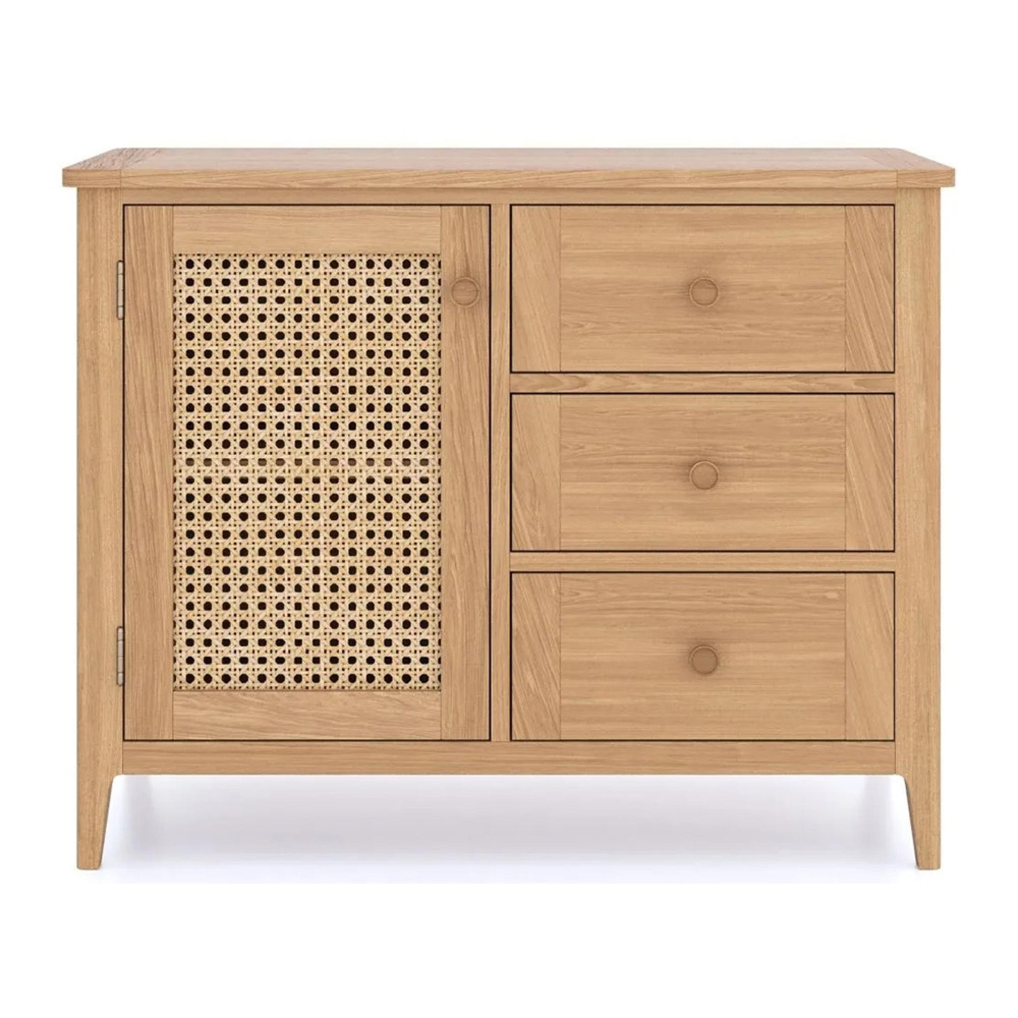 Henley Oak and Rattan Small Sideboard