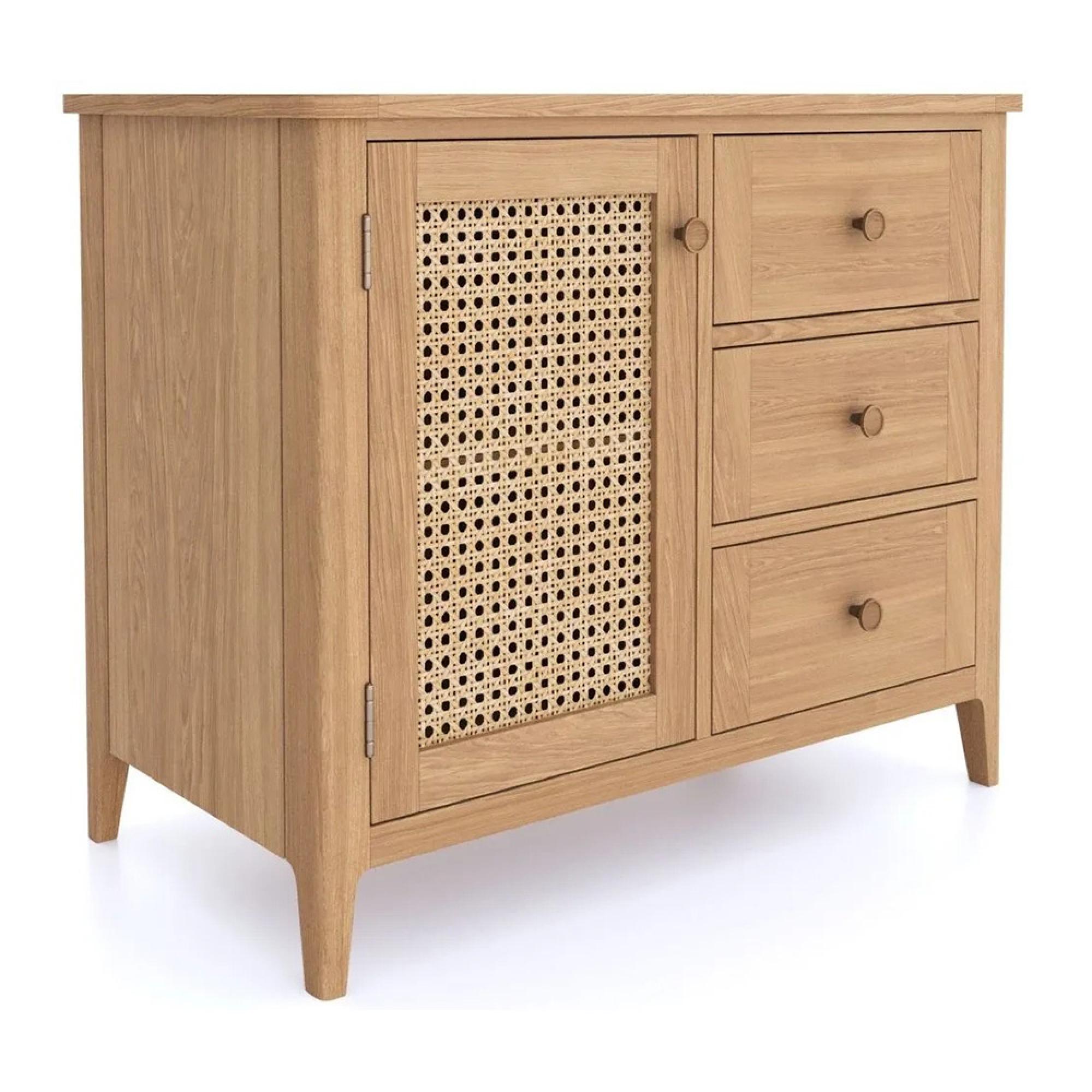 Henley Oak and Rattan Small Sideboard