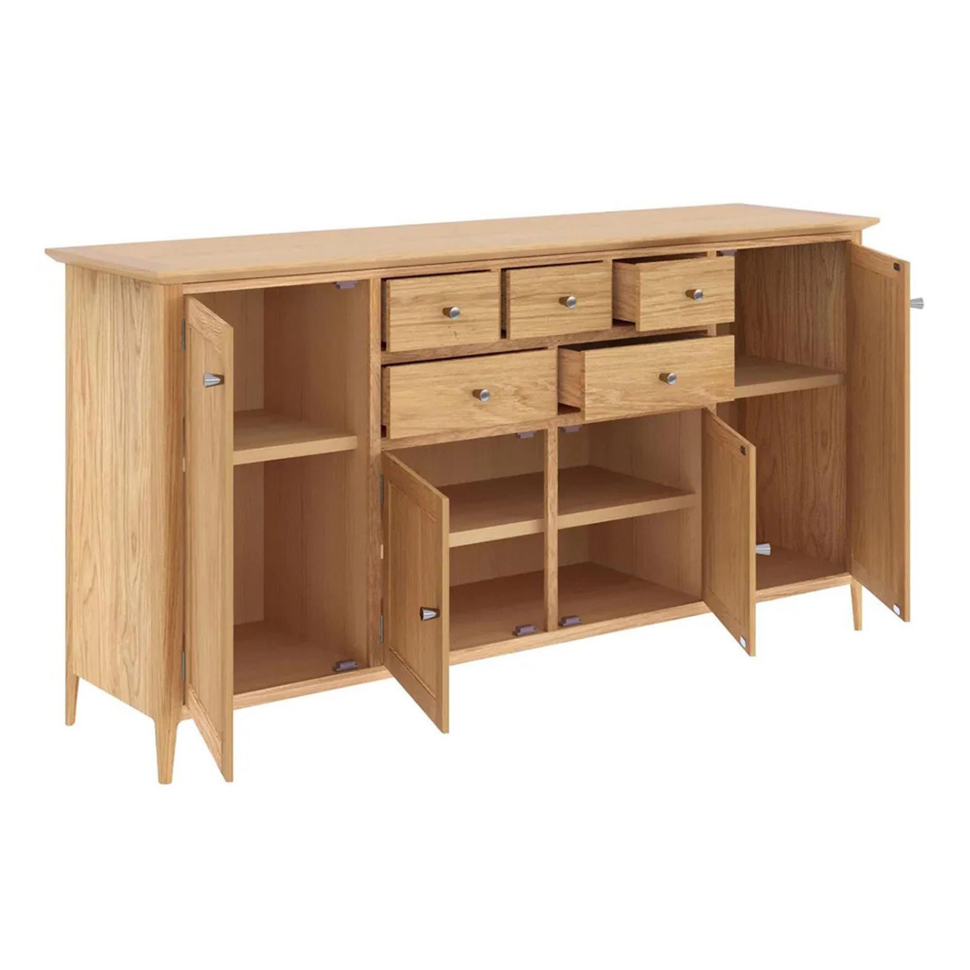Selene Oak 170cm Large 4 Door Sideboard