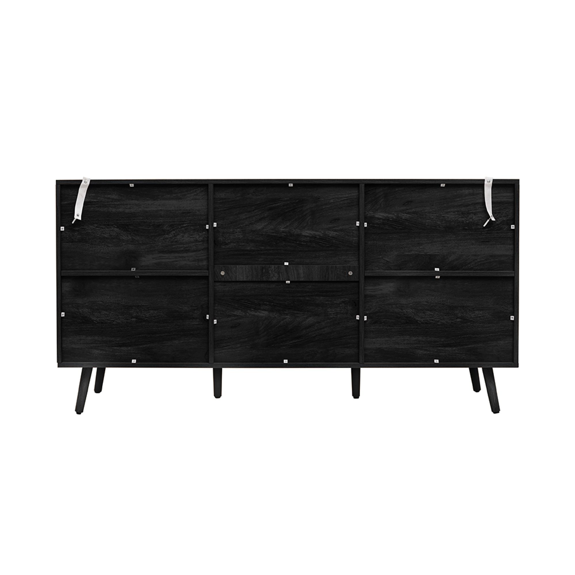 Noah Medium Sideboard - 150cm - 2 Door - Black and Rattan