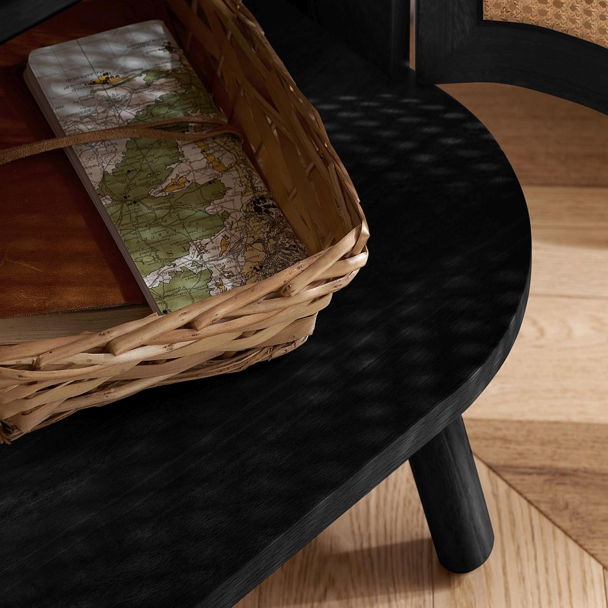 Noah Small Sideboard - 100cm - 2 Door - Black and Rattan