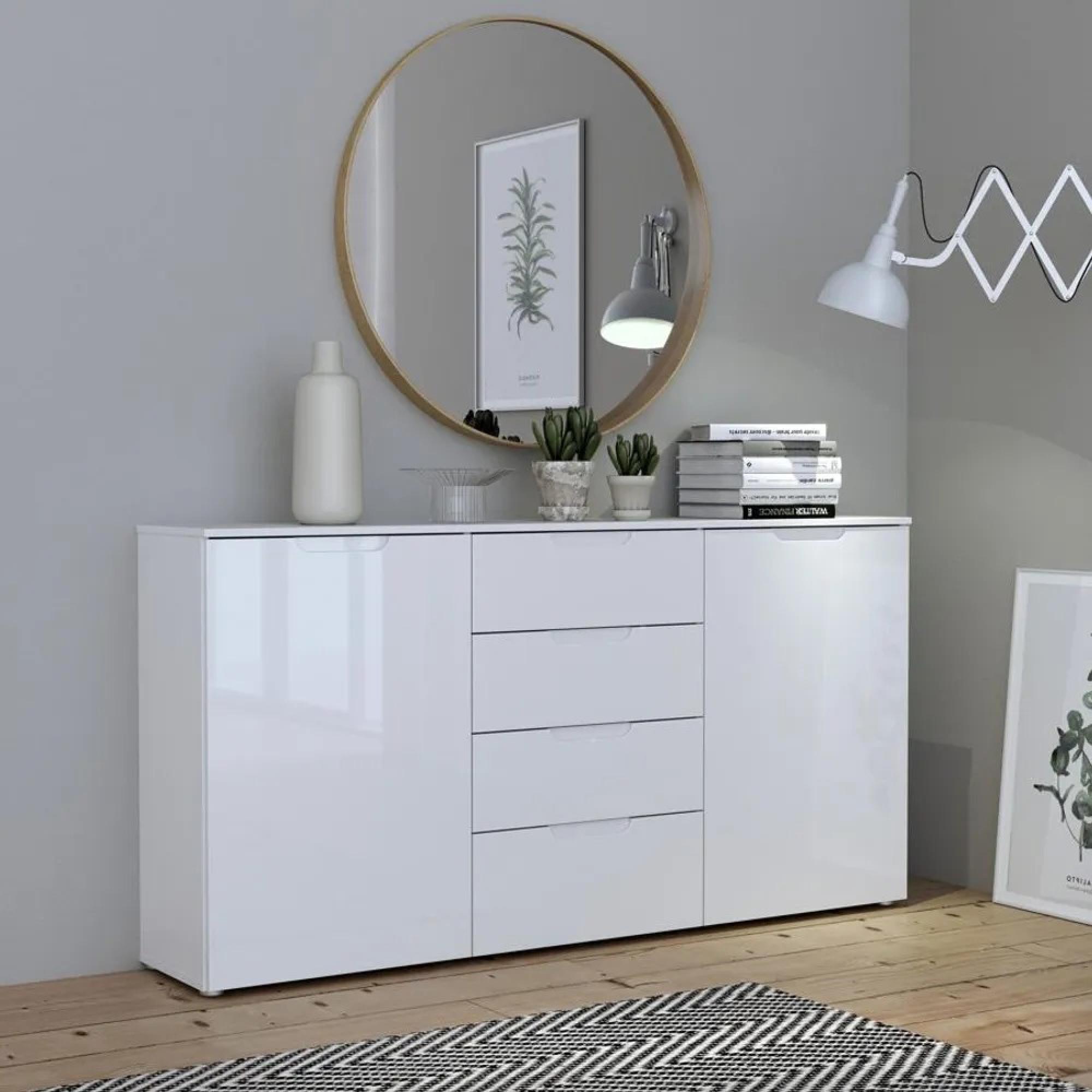 Sienna Sideboard - 2 Door - 4 Drawer - Large - White High Gloss