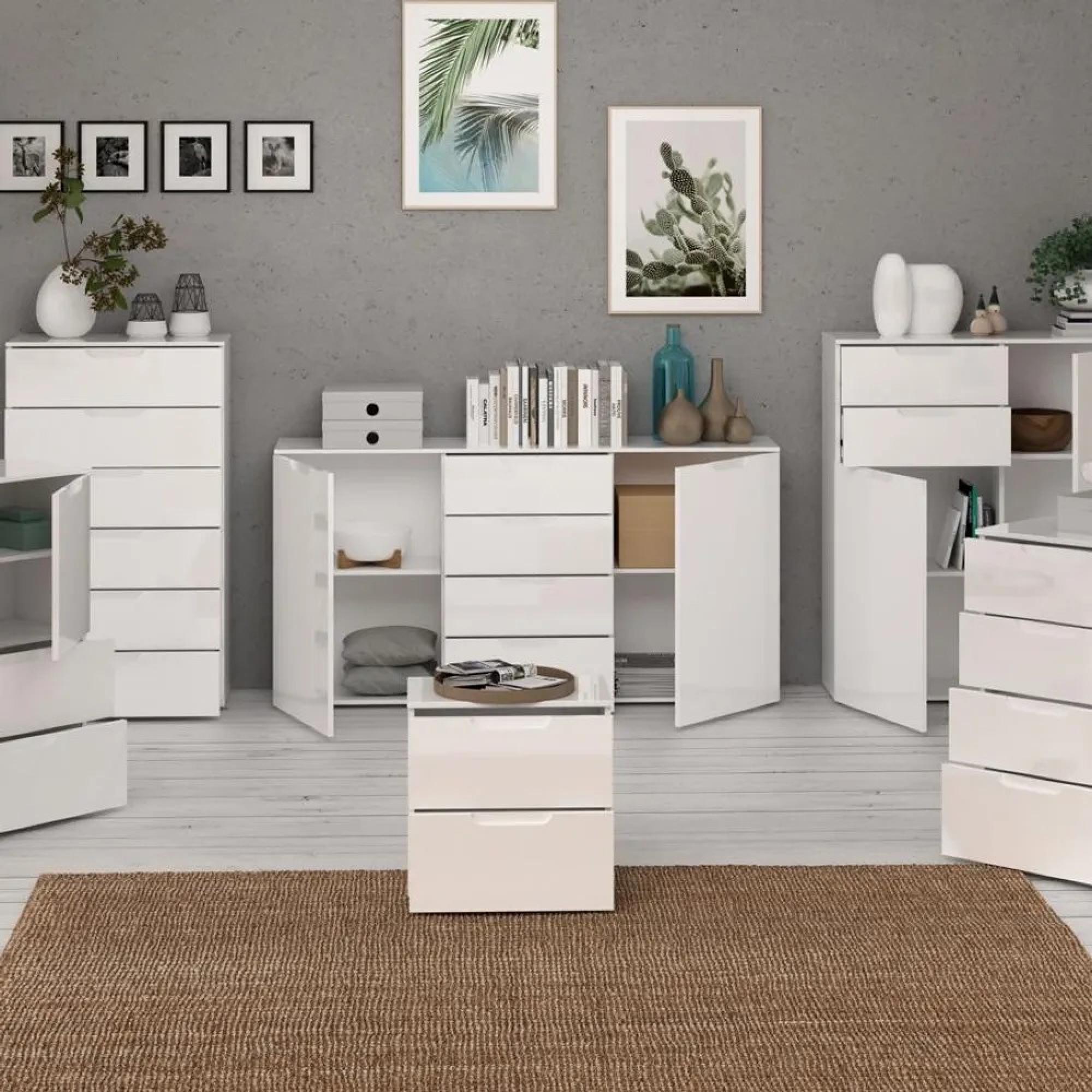 Sienna Sideboard - 2 Door - 4 Drawer - Large - White High Gloss