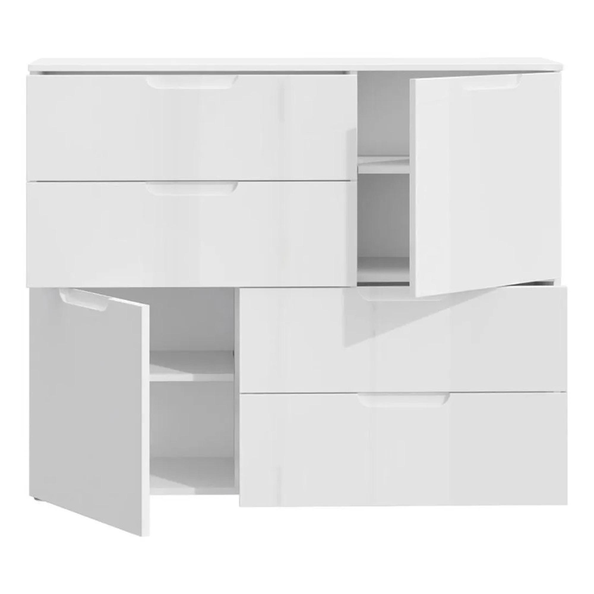 Sienna Sideboard - 2 Door - 4 Drawer - Wide - White Gloss