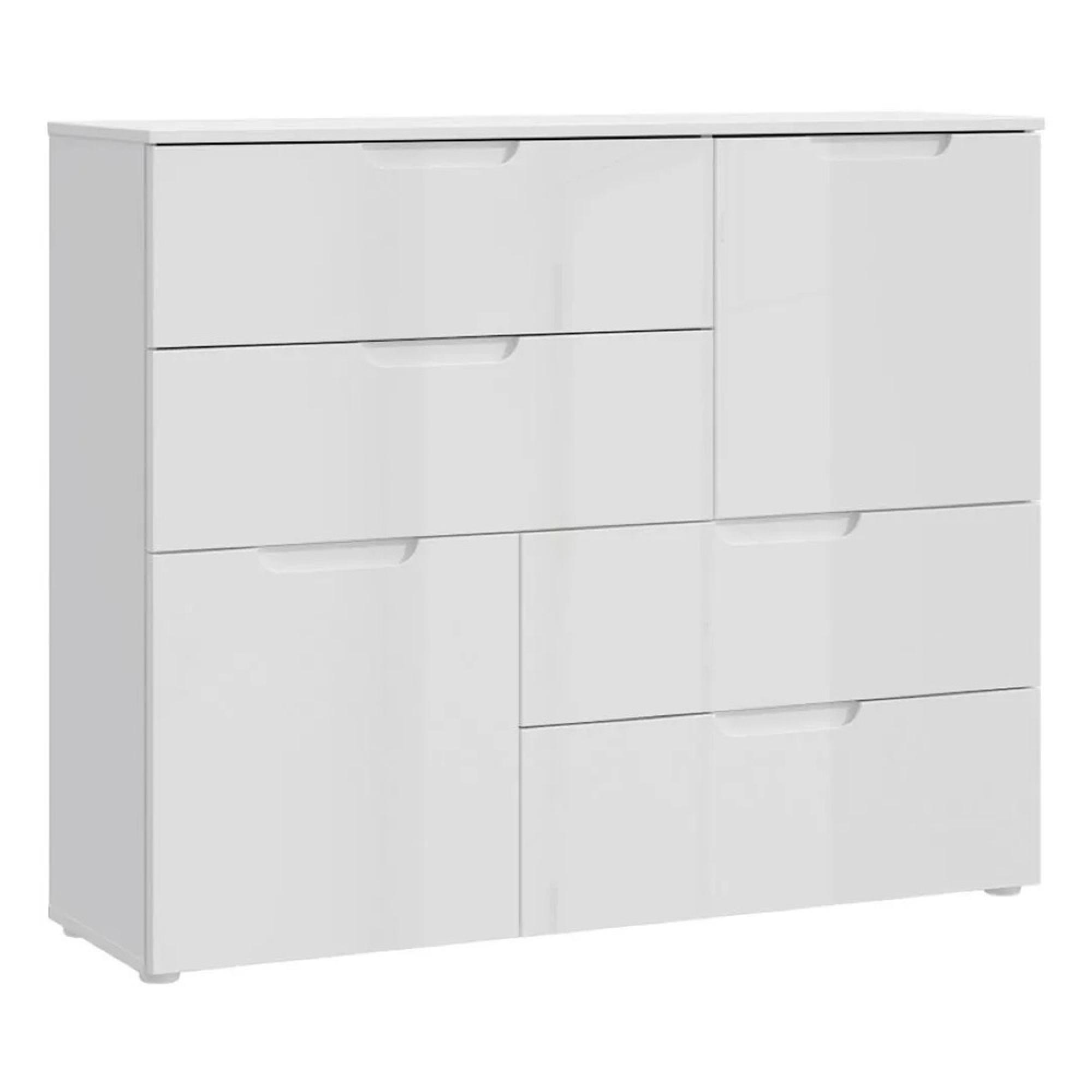 Sienna Sideboard - 2 Door - 4 Drawer - Wide - White Gloss