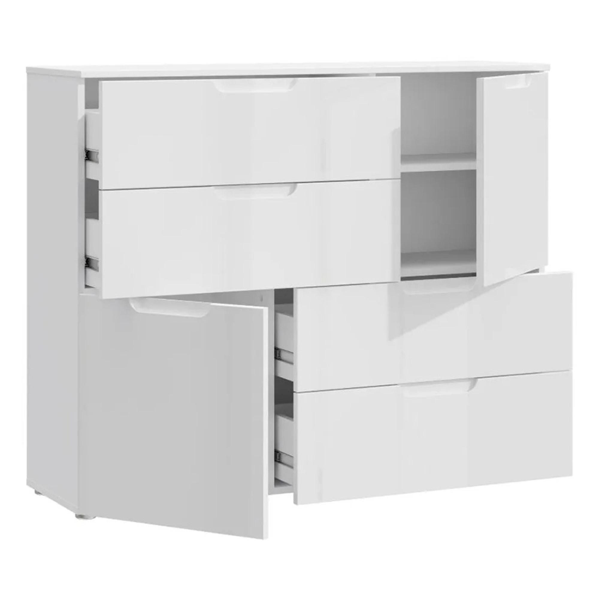 Sienna Sideboard - 2 Door - 4 Drawer - Wide - White Gloss