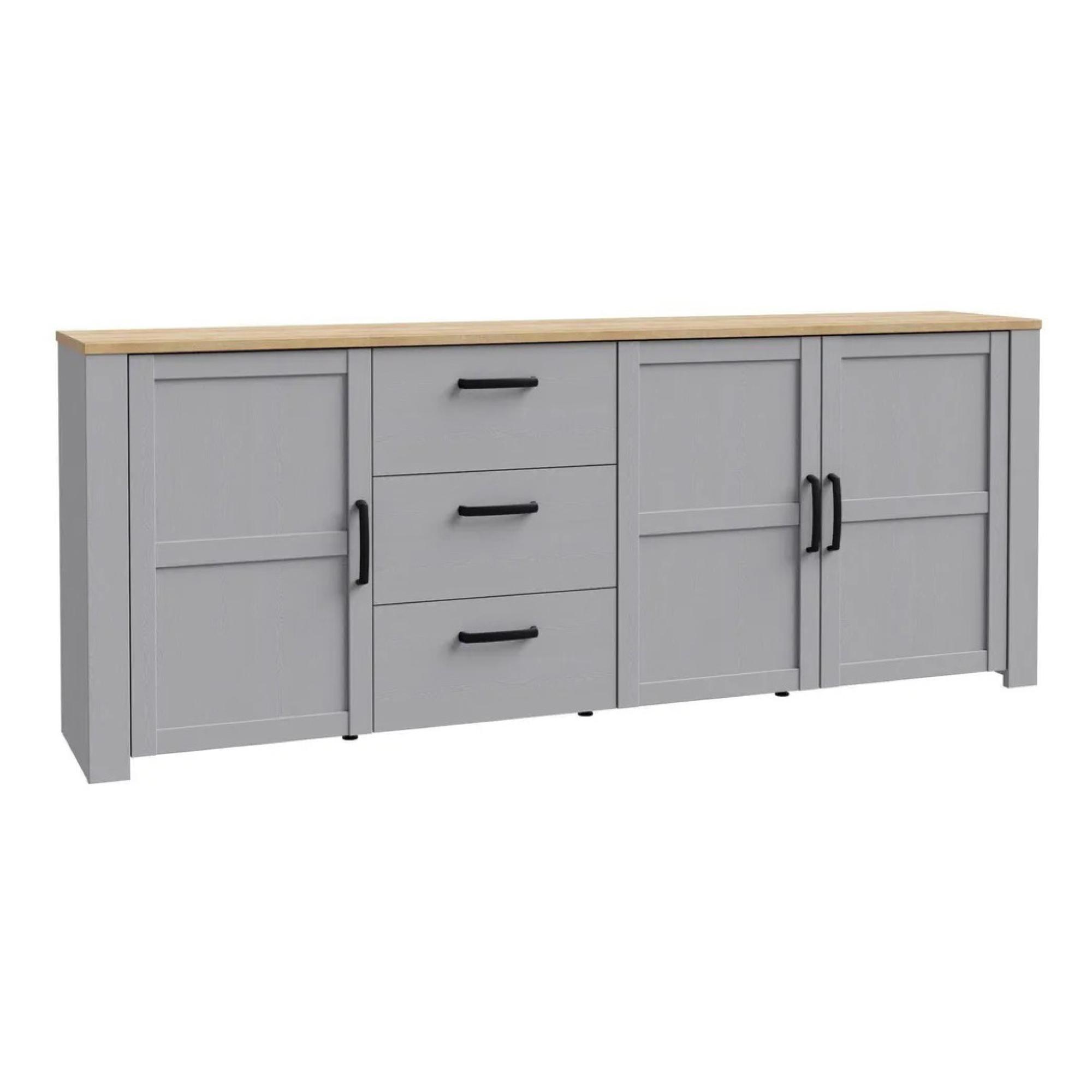 Bohol Sideboard - 3 Door - 3 Drawer - Extra Large - Grey