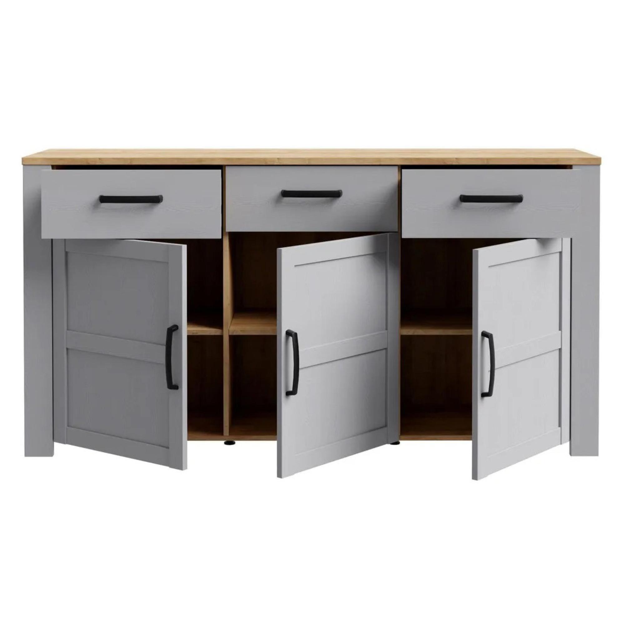 Bohol Sideboard - 3 Door - 3 Drawer - Large - Grey
