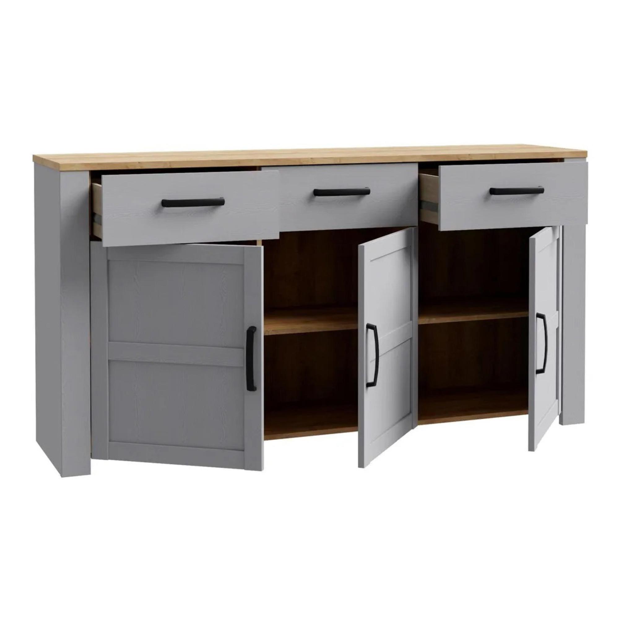 Bohol Sideboard - 3 Door - 3 Drawer - Large - Grey