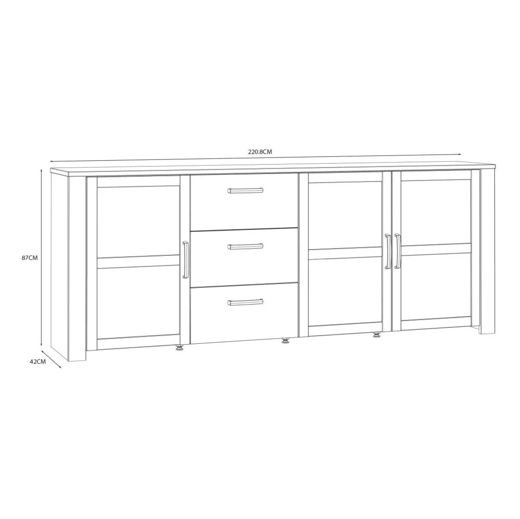 Bohol Sideboard - 3 Door - 3 Drawer - Extra Large - White