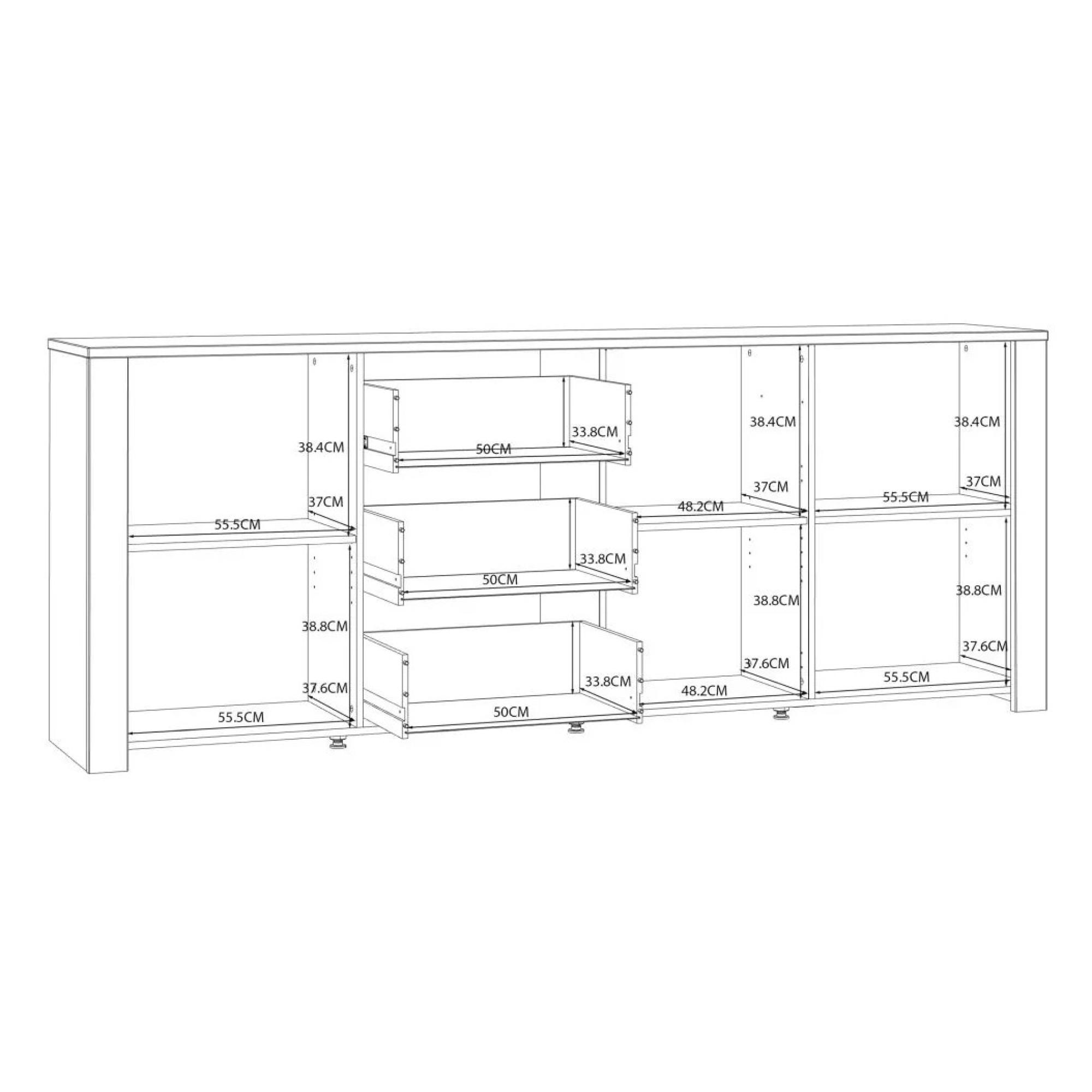 Bohol Sideboard - 3 Door - 3 Drawer - Extra Large - White