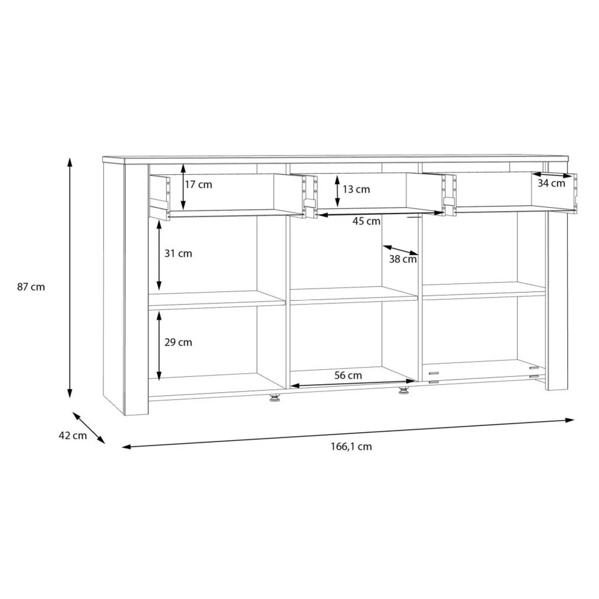 Bohol Sideboard - 3 Door - 3 Drawer - Large - White