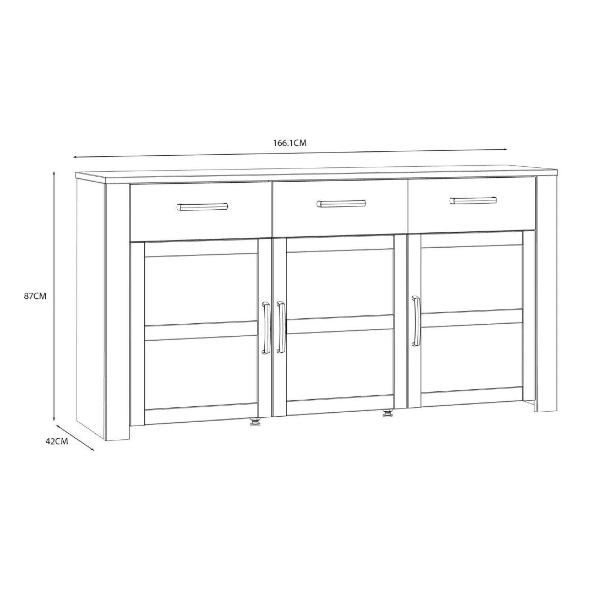 Bohol Sideboard - 3 Door - 3 Drawer - Large - White