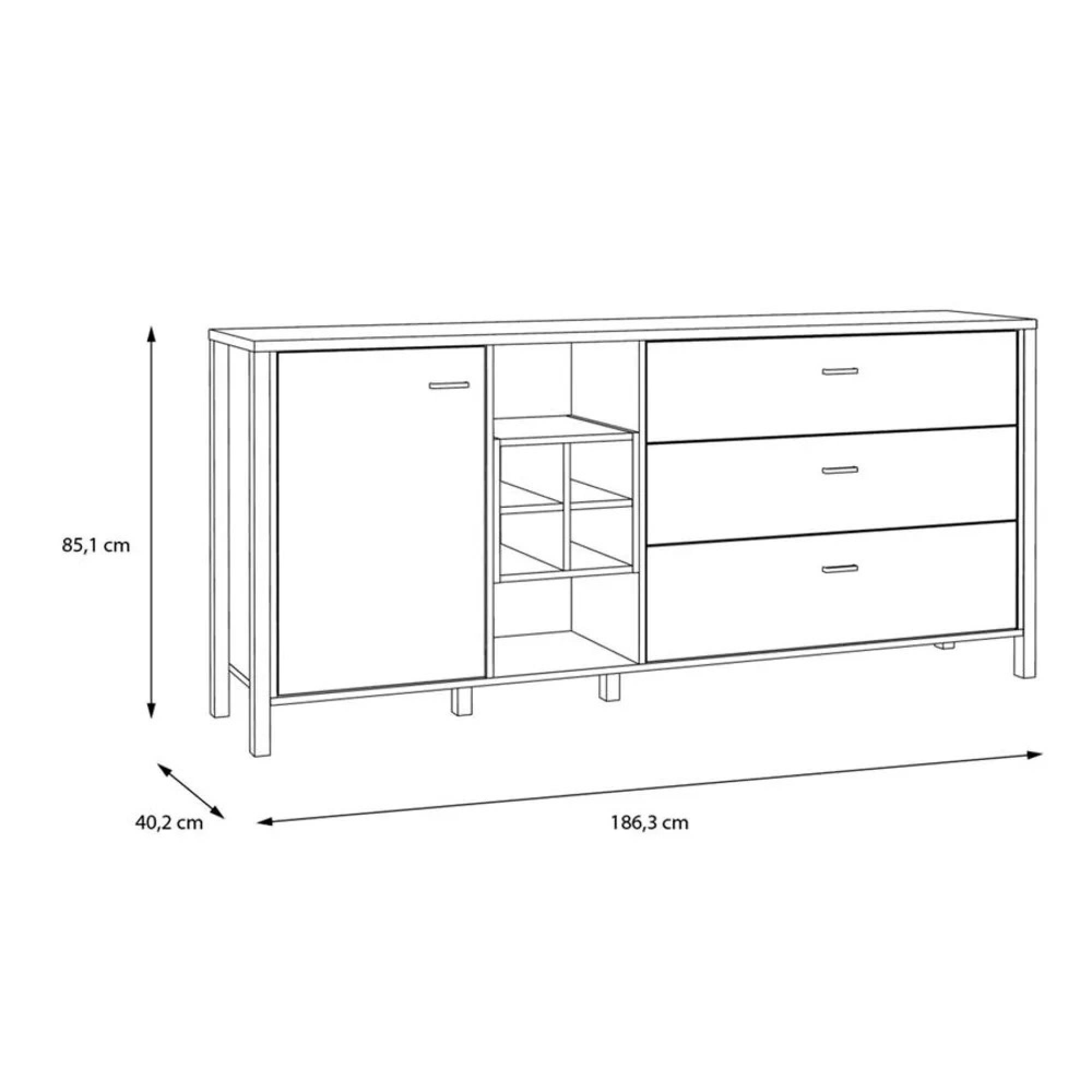 High Rock Sideboard - 1 Door - 3 Drawer - Extra Large - Oak