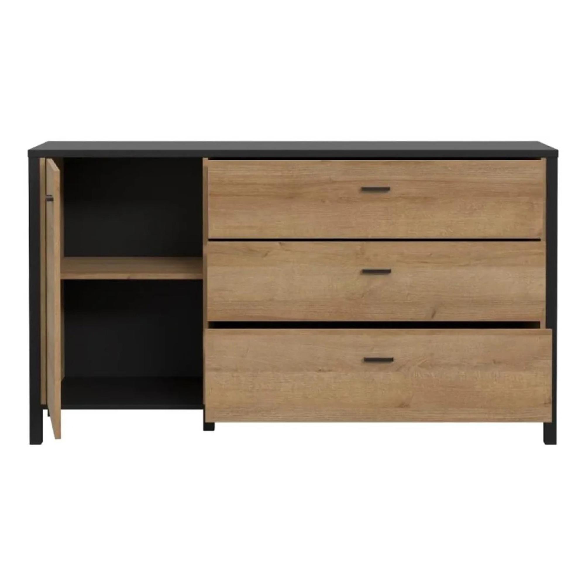 High Rock Sideboard - 1 Door - 3 Drawer - Medium - Oak
