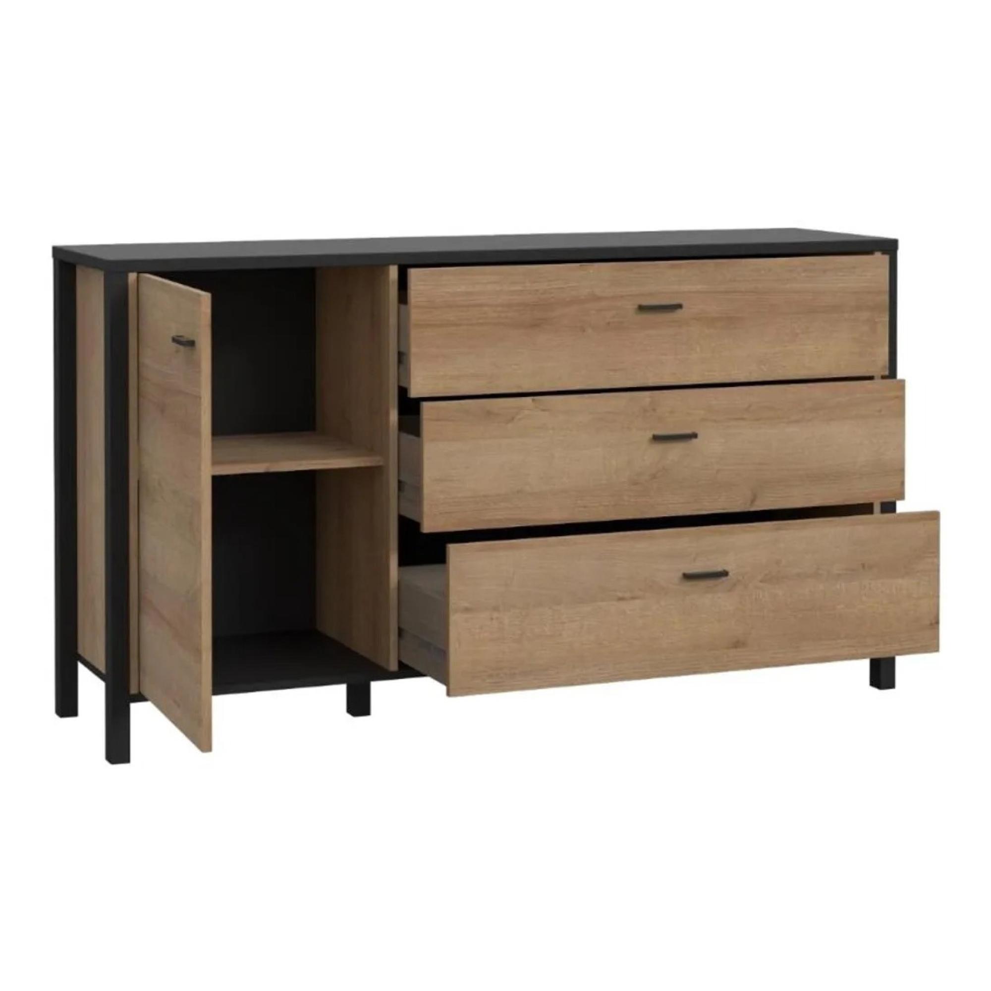 High Rock Sideboard - 1 Door - 3 Drawer - Medium - Oak