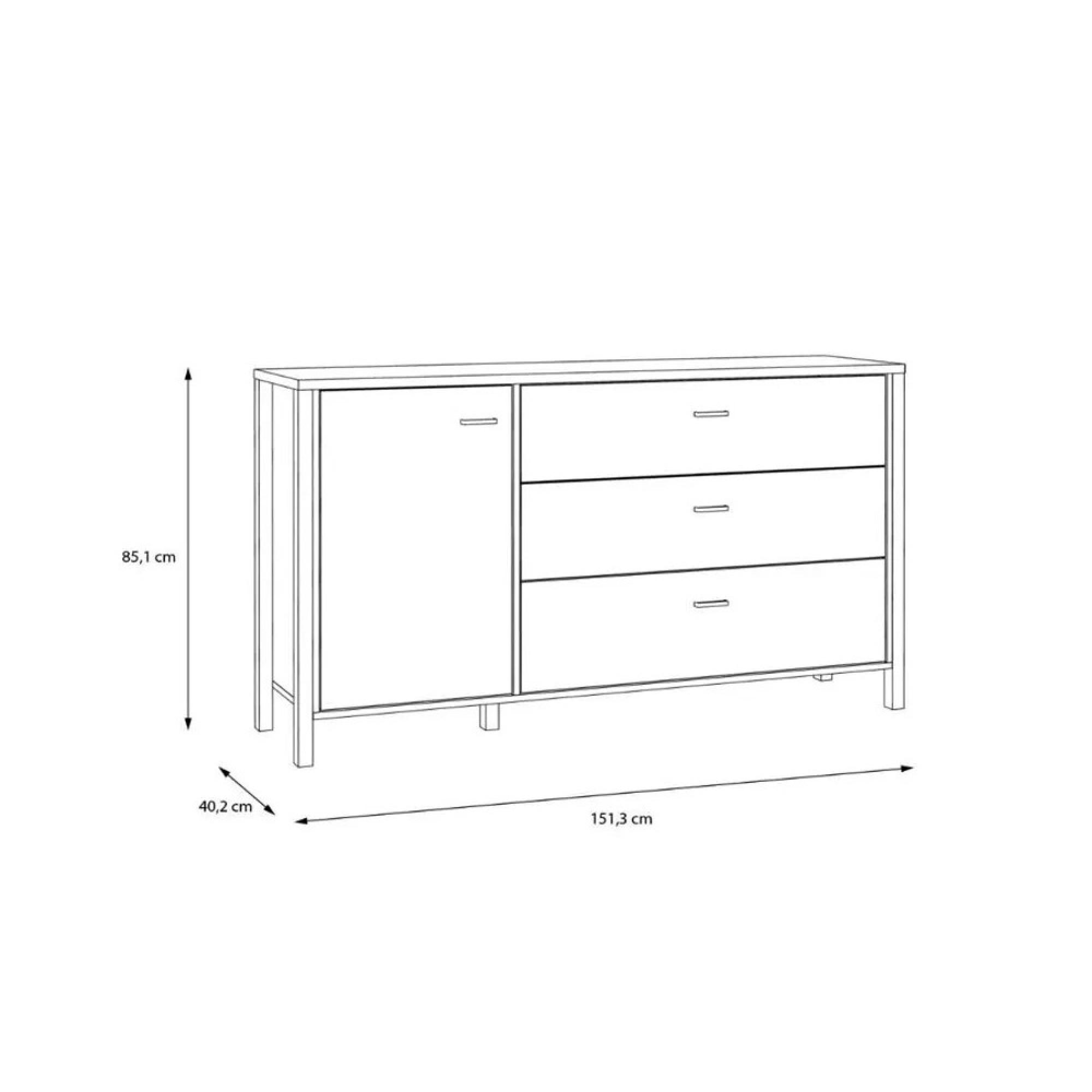 High Rock Sideboard - 1 Door - 3 Drawer - Medium - Oak