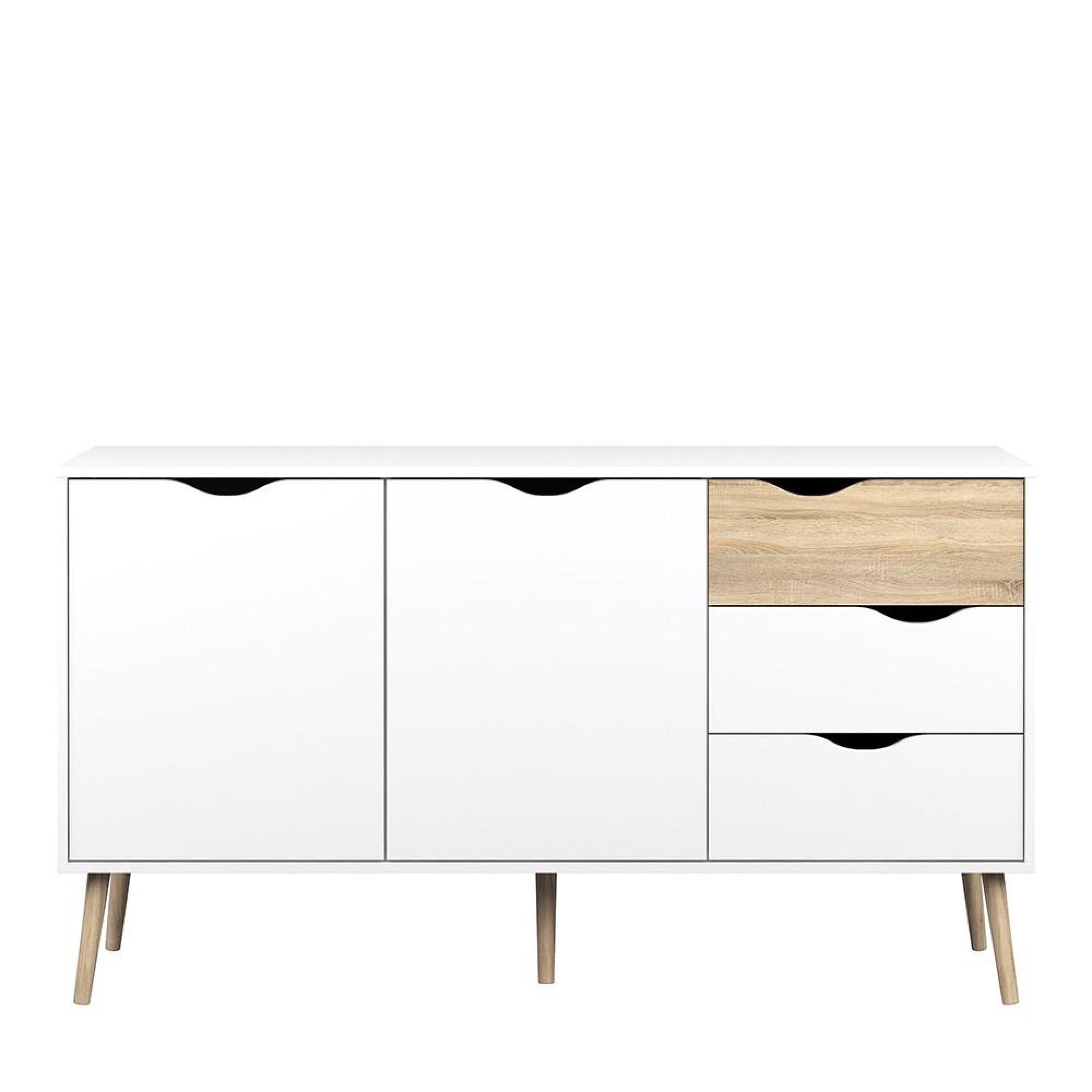 Oslo Sideboard - 2 Door - 3 Drawer - Medium - White and Oak