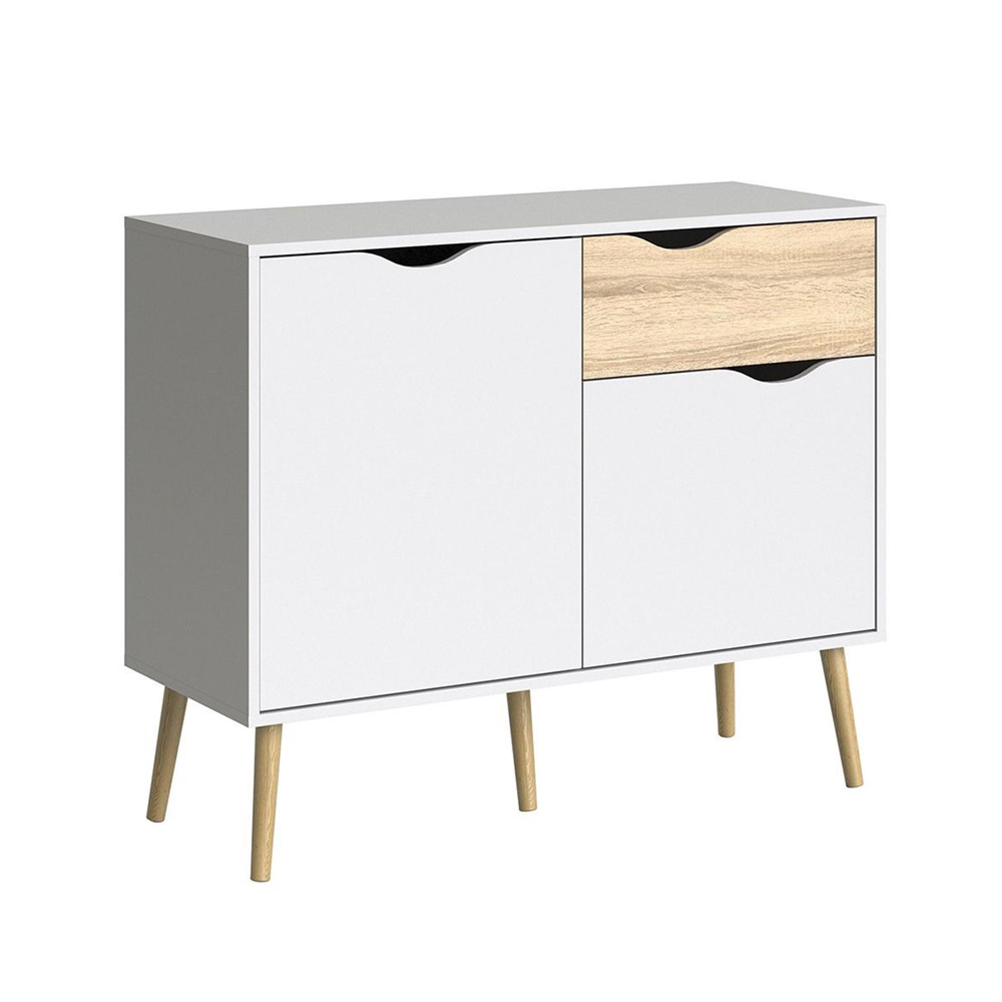 Oslo Sideboard - 2 Door - 1 Drawer - Small - White and Oak