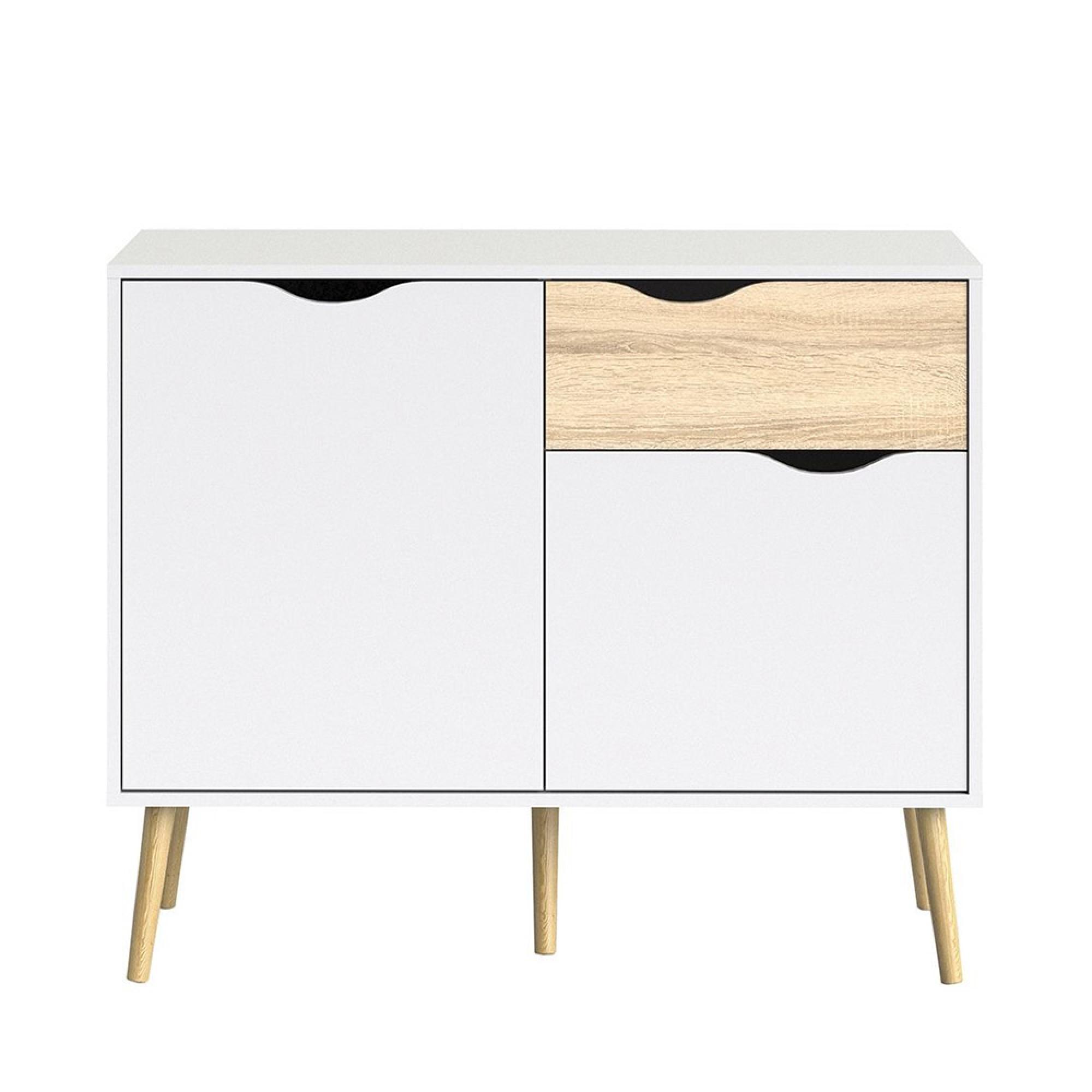 Oslo Sideboard - 2 Door - 1 Drawer - Small - White and Oak