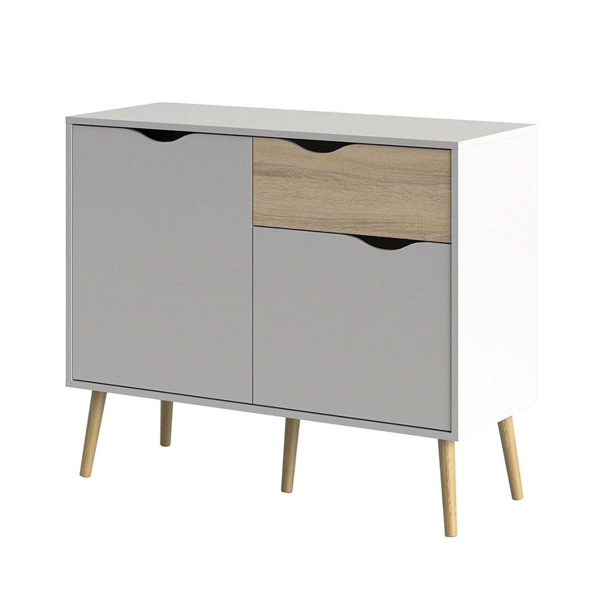 Oslo Sideboard - 2 Door - 1 Drawer - Small - White and Oak