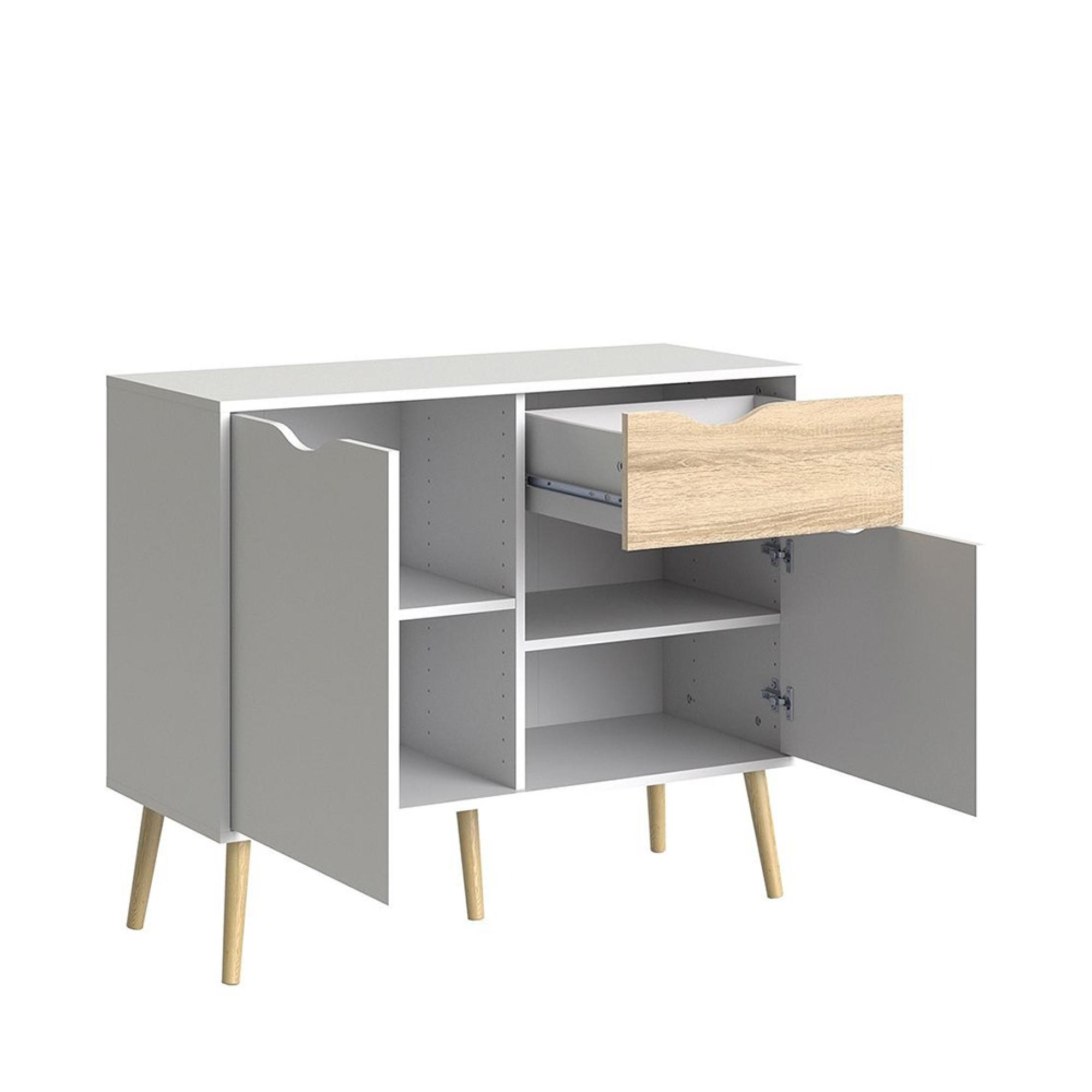 Oslo Sideboard - 2 Door - 1 Drawer - Small - White and Oak