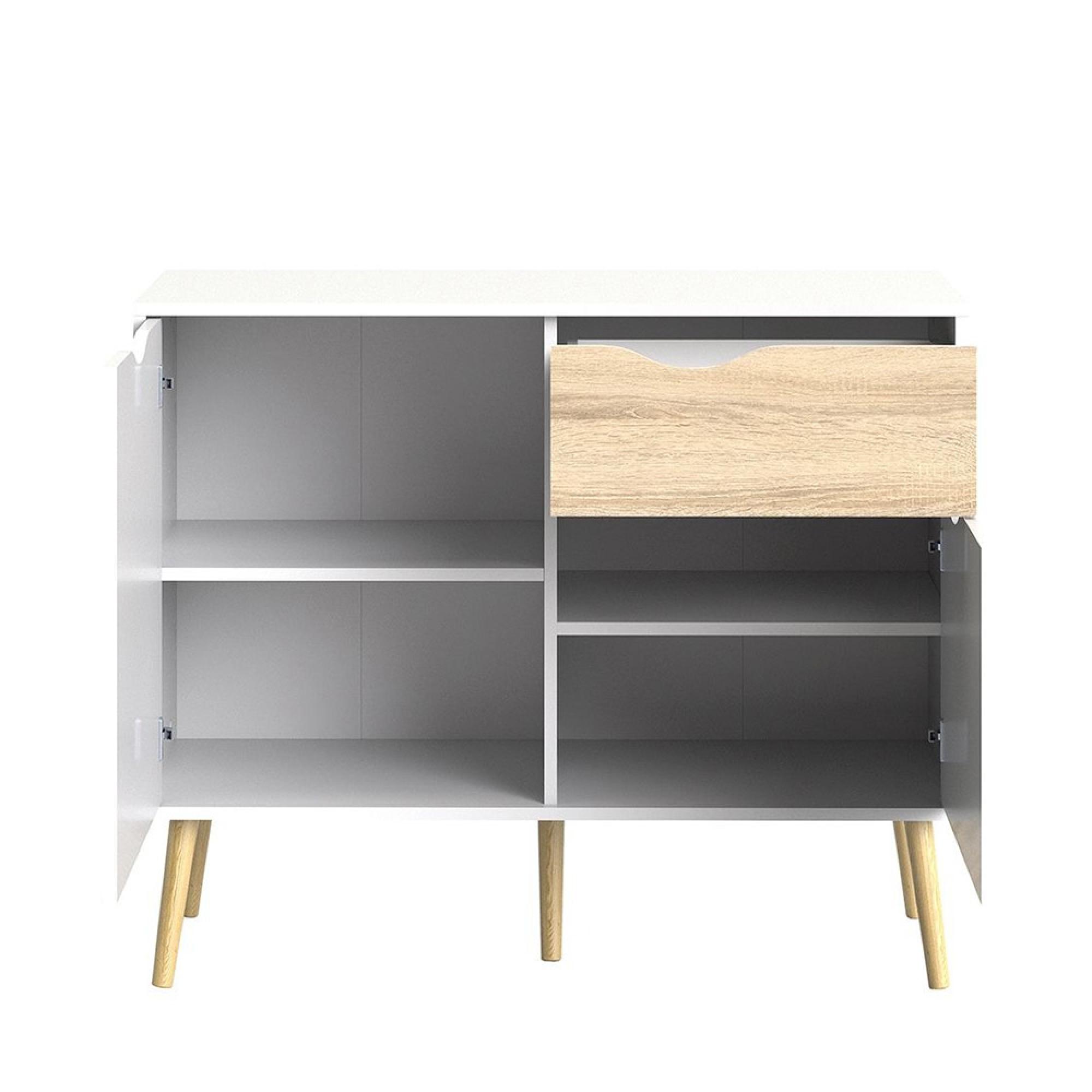 Oslo Sideboard - 2 Door - 1 Drawer - Small - White and Oak