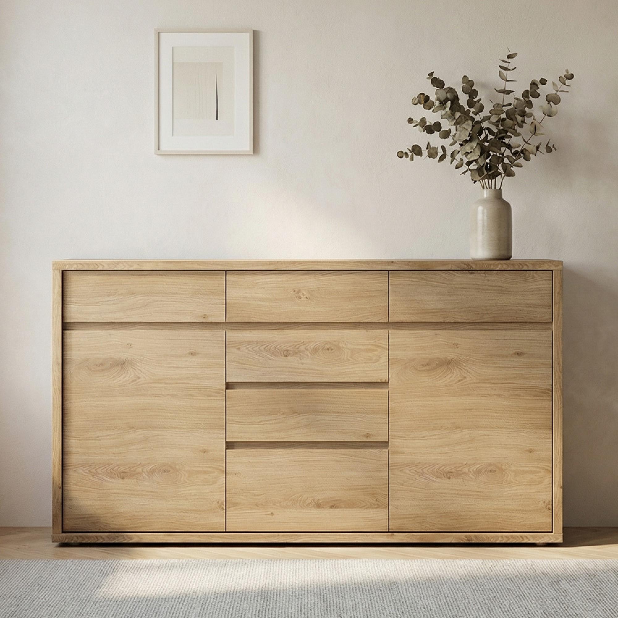 Shetland Sideboard - 2 Door - 6 Drawer - Medium - Oak