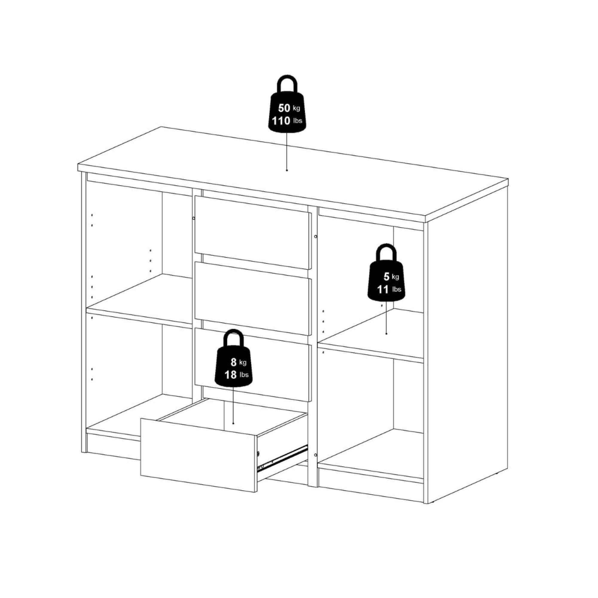 Naia Sideboard - 2 Door - 4 Drawer - Medium - Black