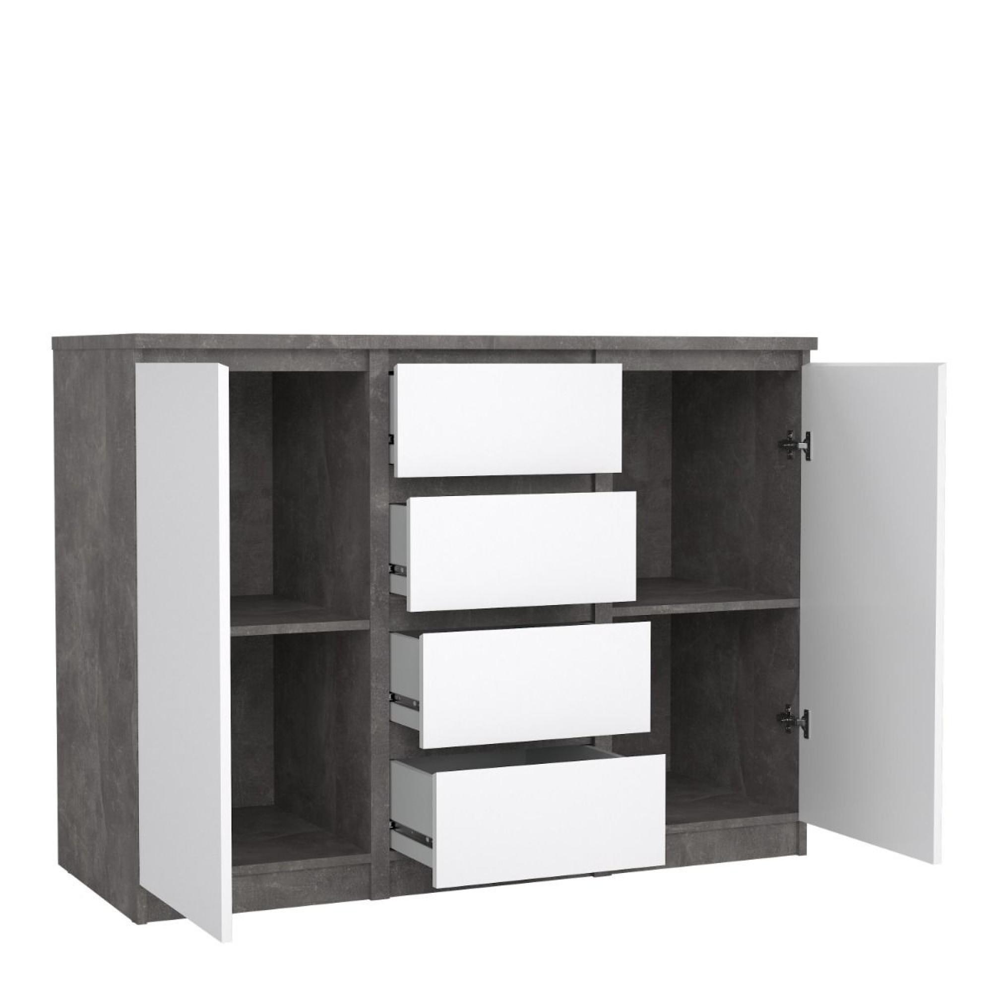 Naia Sideboard - 2 Door - 4 Drawer - Medium - Grey Concrete