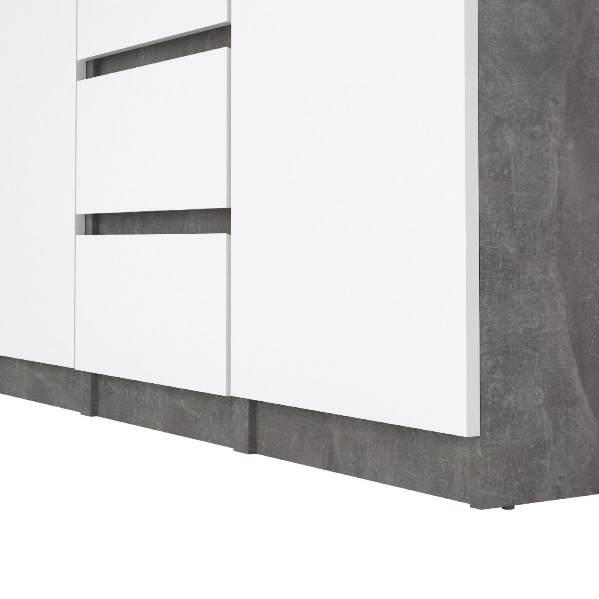 Naia Sideboard - 2 Door - 4 Drawer - Medium - Grey Concrete