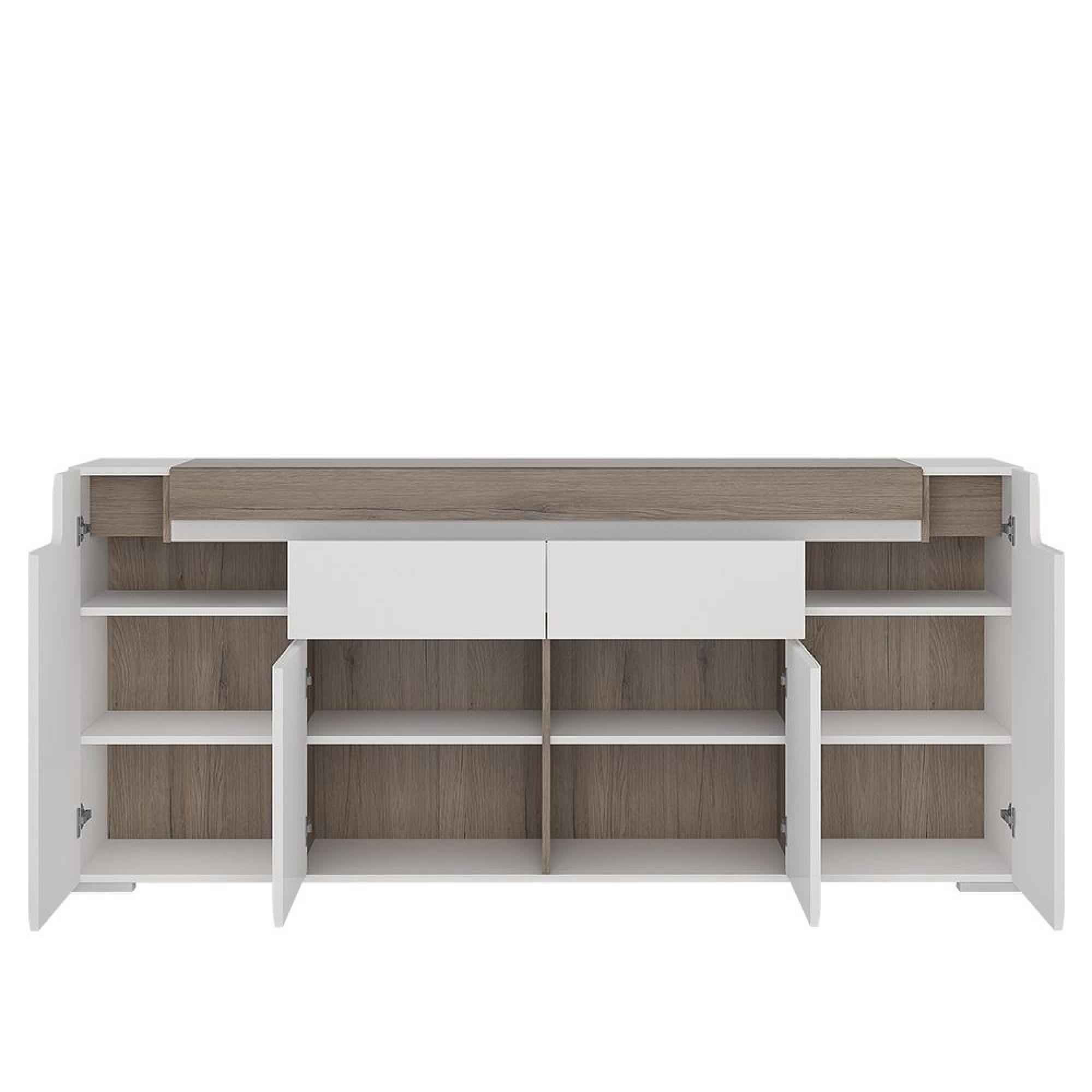 Toronto Sideboard - 4 Door - 2 Drawer - Extra Large - White High Gloss