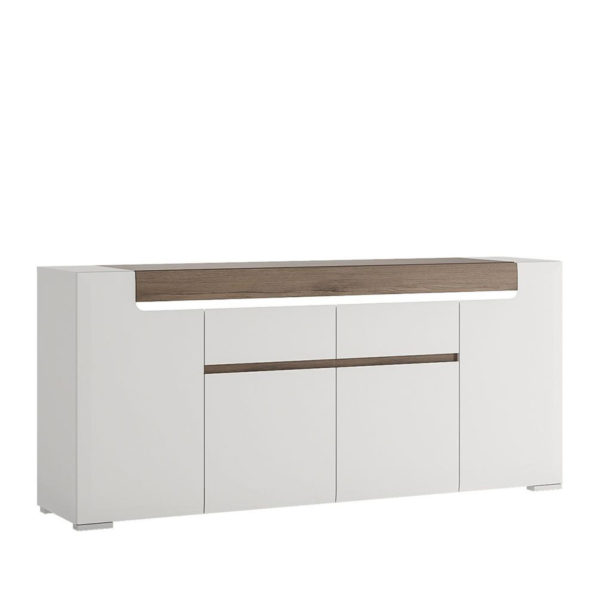 Toronto Sideboard - 4 Door - 2 Drawer - Extra Large - White High Gloss