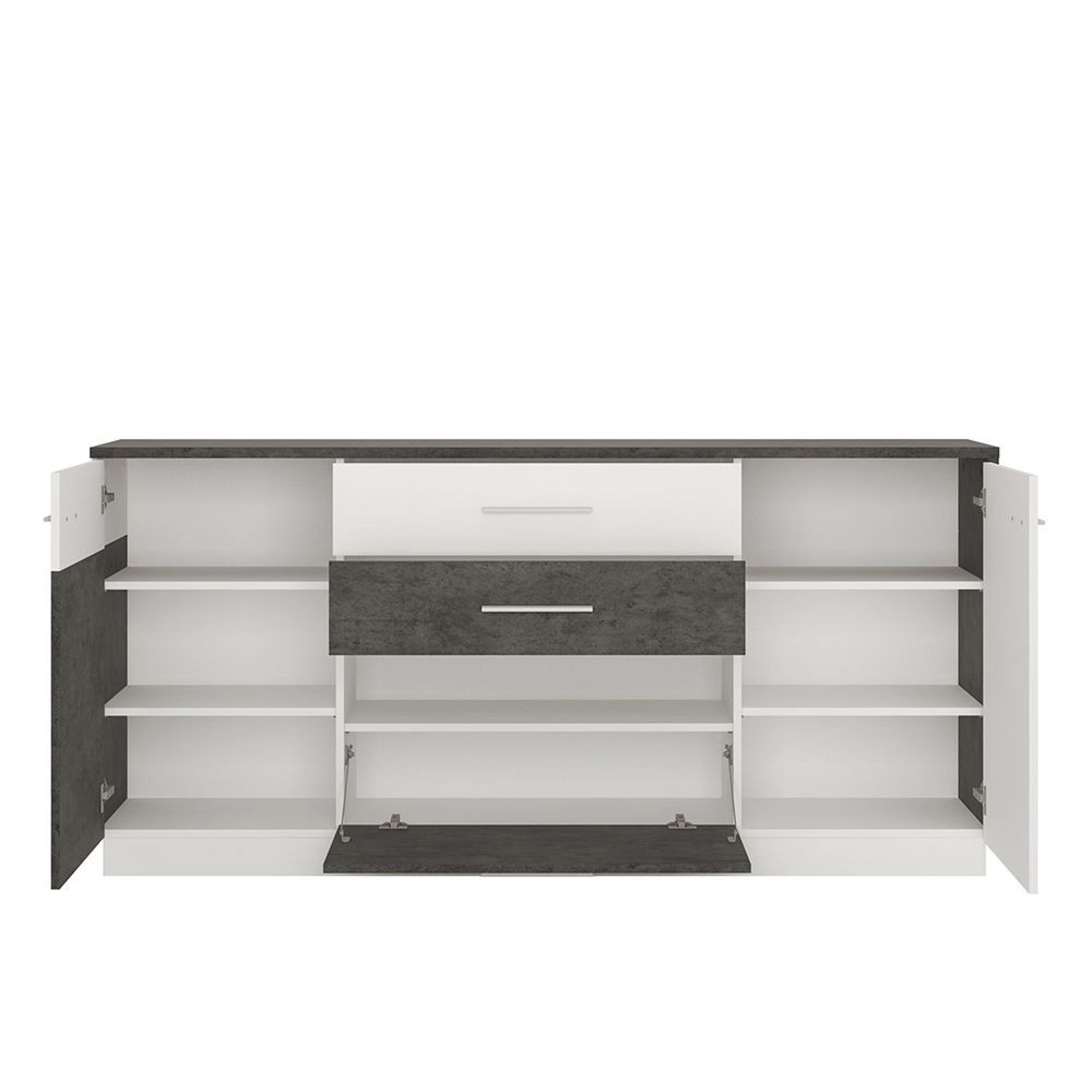 Zingaro Sideboard - 2 Door - 2 Drawer - Extra Large - Grey and White