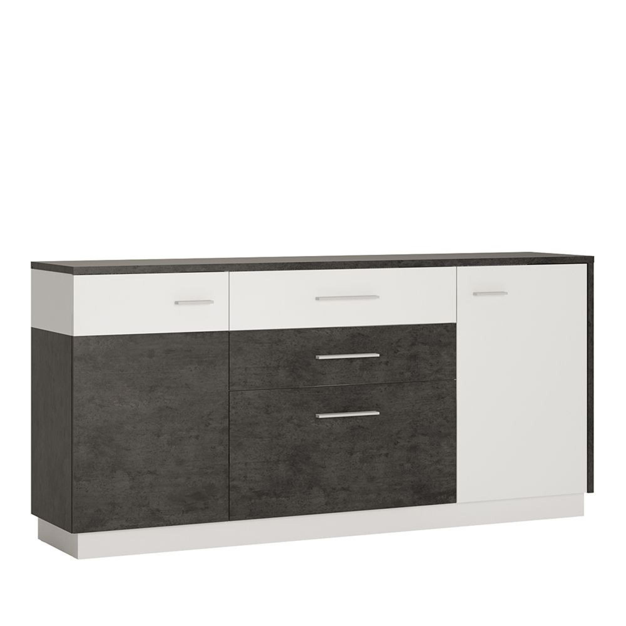 Zingaro Sideboard - 2 Door - 2 Drawer - Extra Large - Grey and White