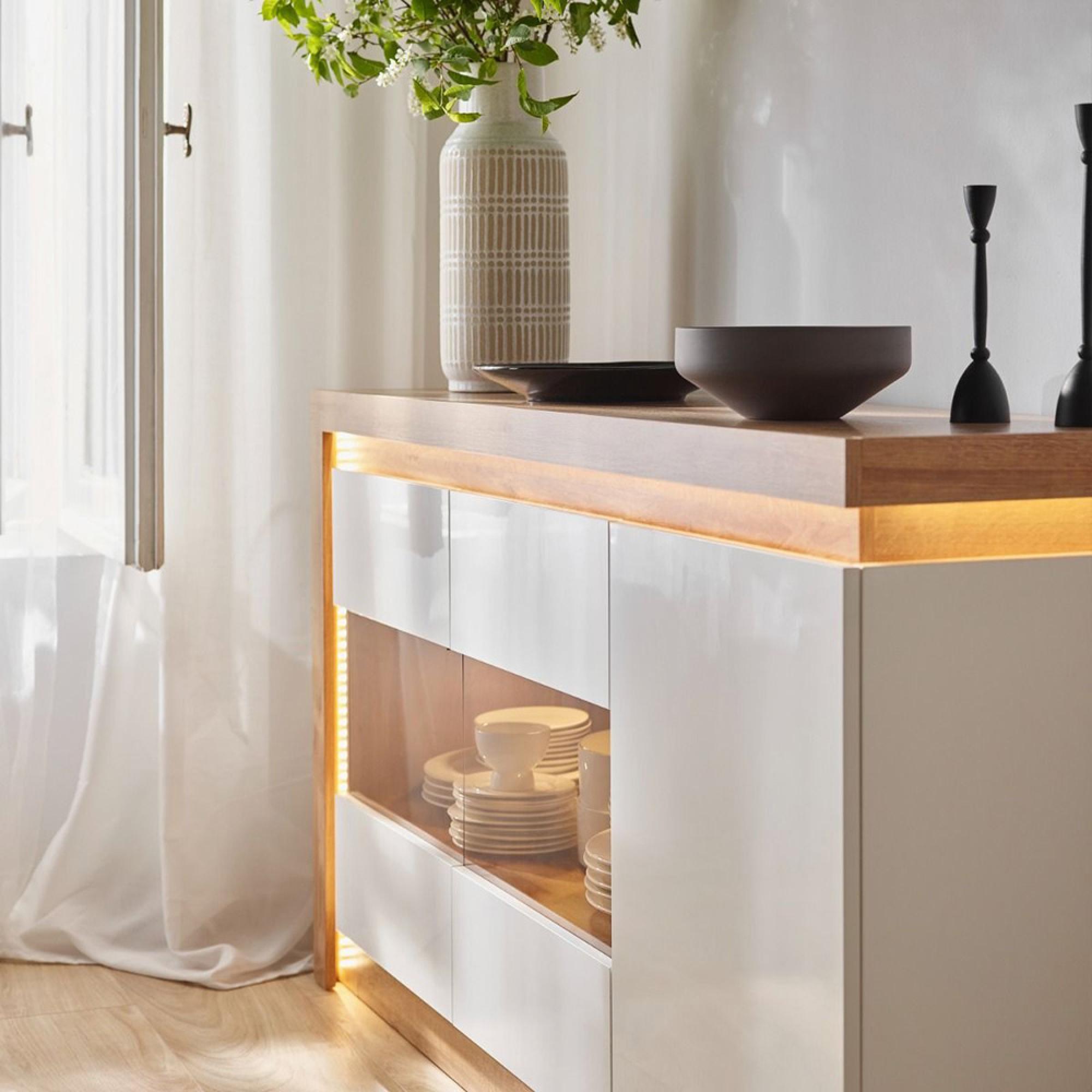 Lyon Sideboard - 3 Door - Medium - Glazed - Oak