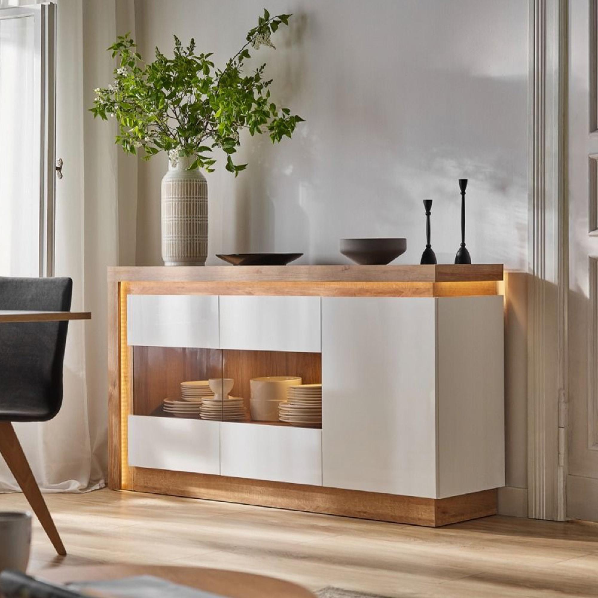 Lyon Sideboard - 3 Door - Medium - Glazed - Oak