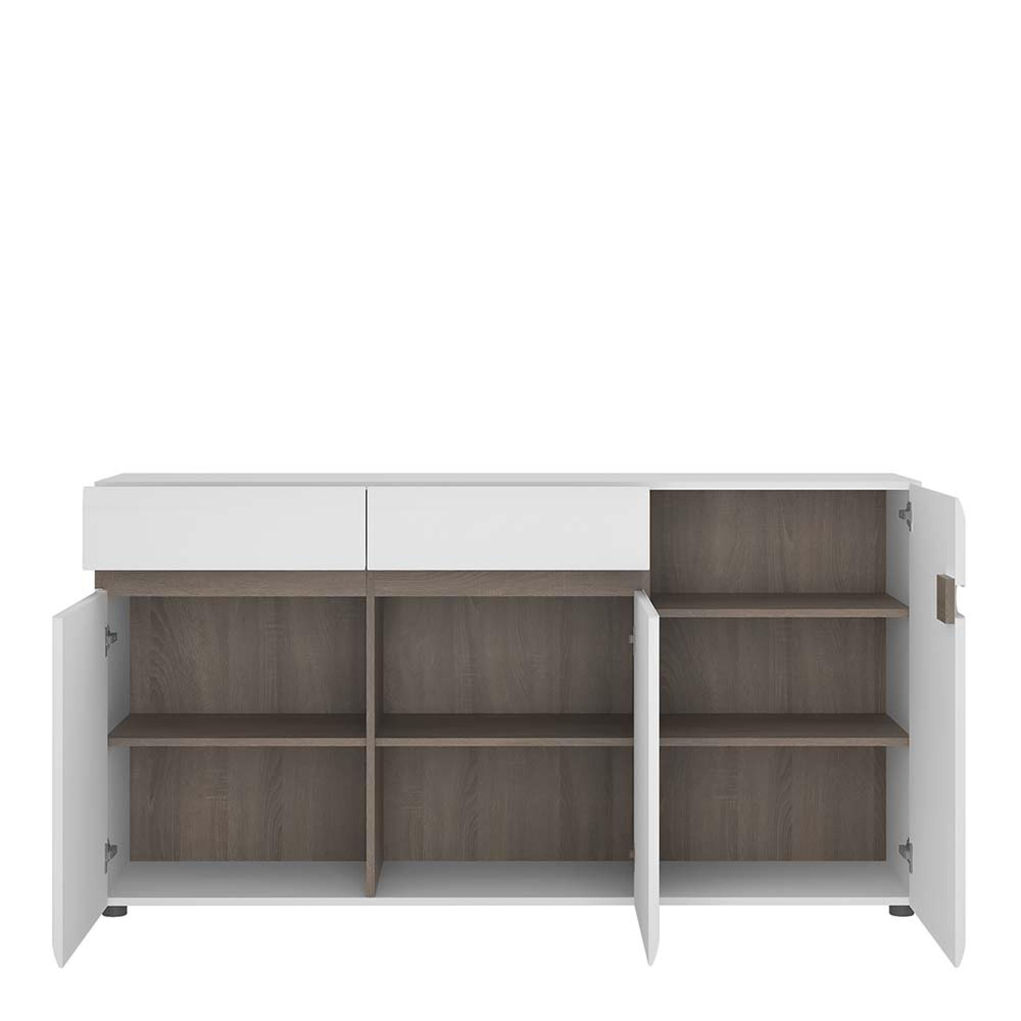 Chelsea Sideboard - 3 Door - 2 Drawer - Large - White High Gloss