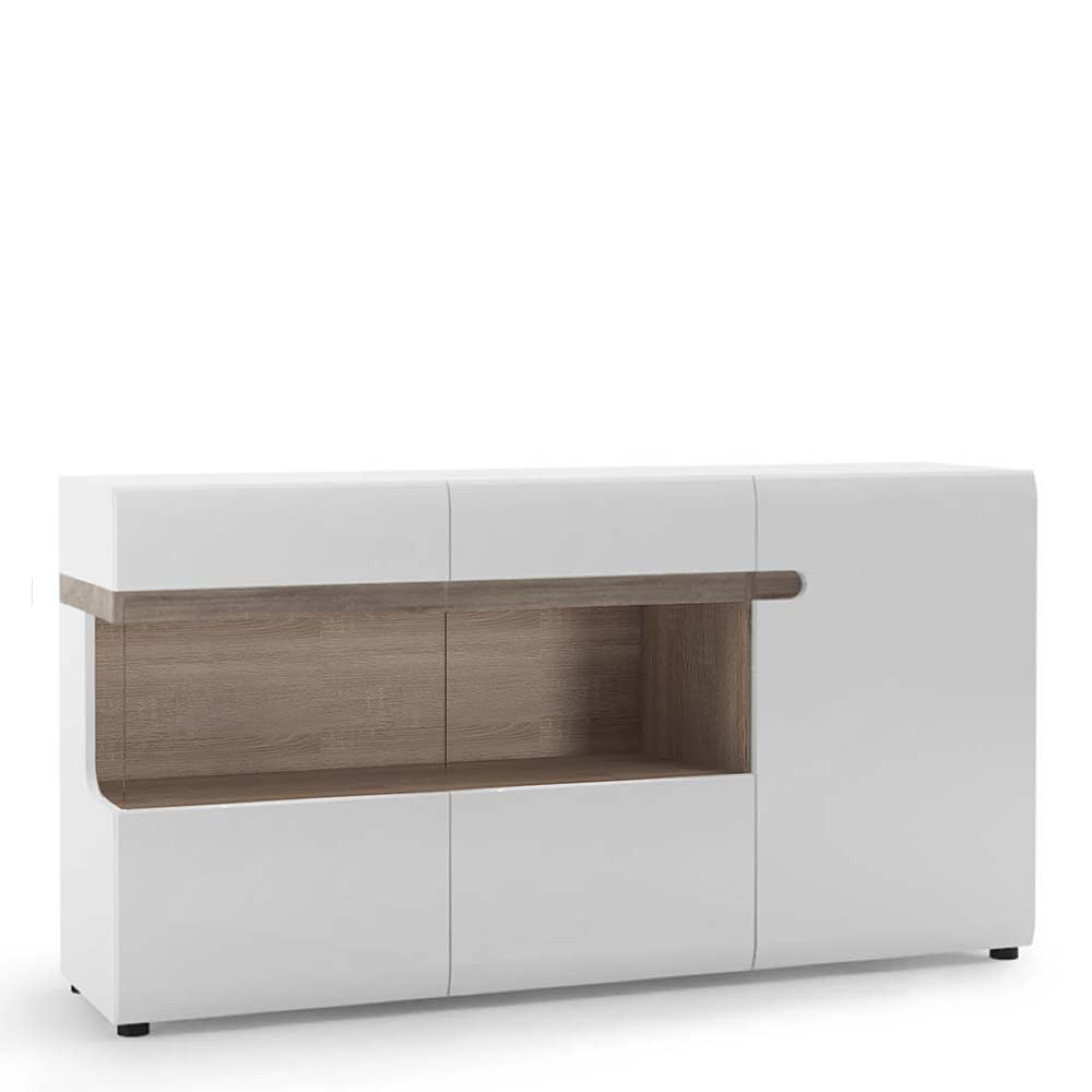 Chelsea Sideboard - 3 Door - Large - Glazed - White Gloss
