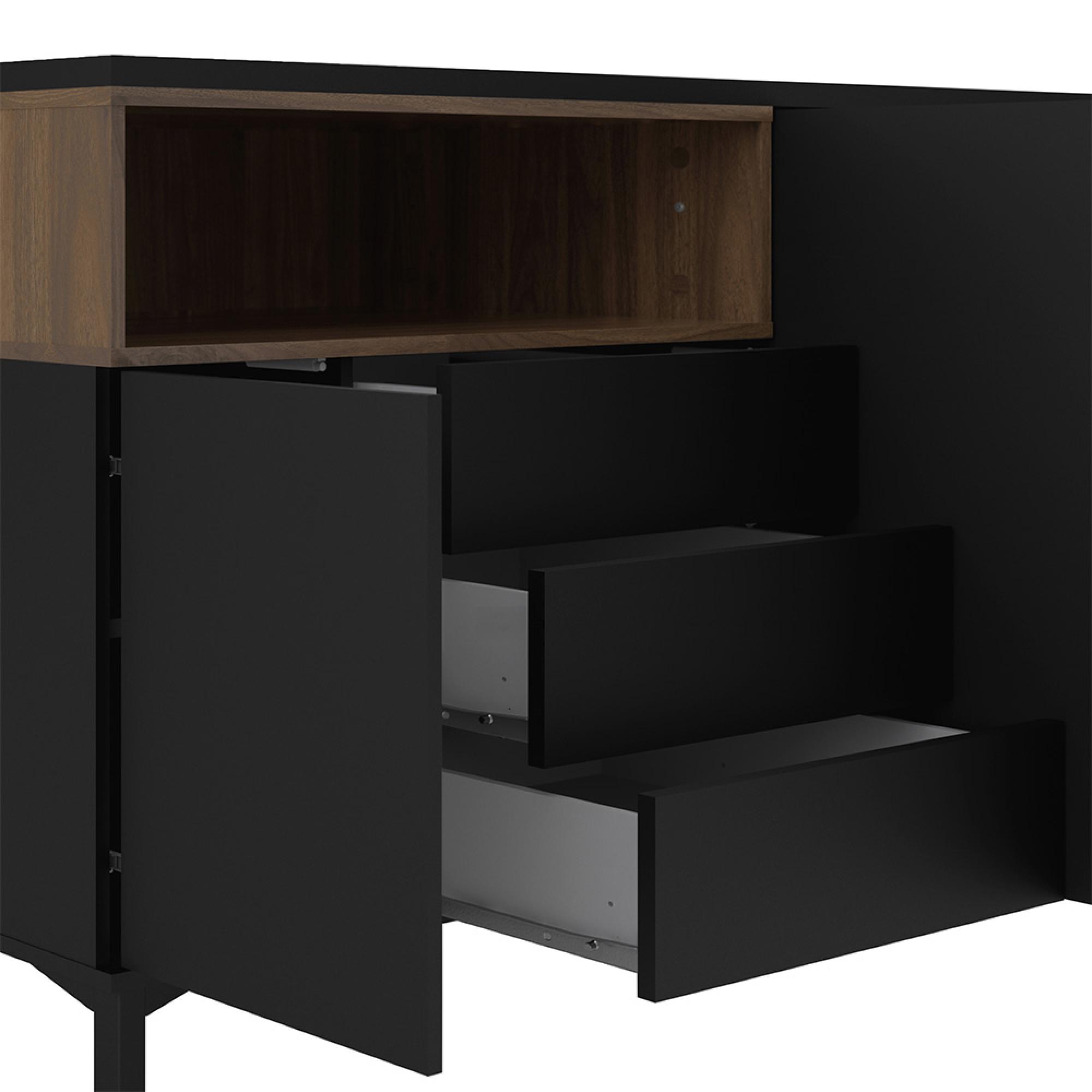 Roomers Sideboard - 3 Door - 3 Drawer - Large - Black