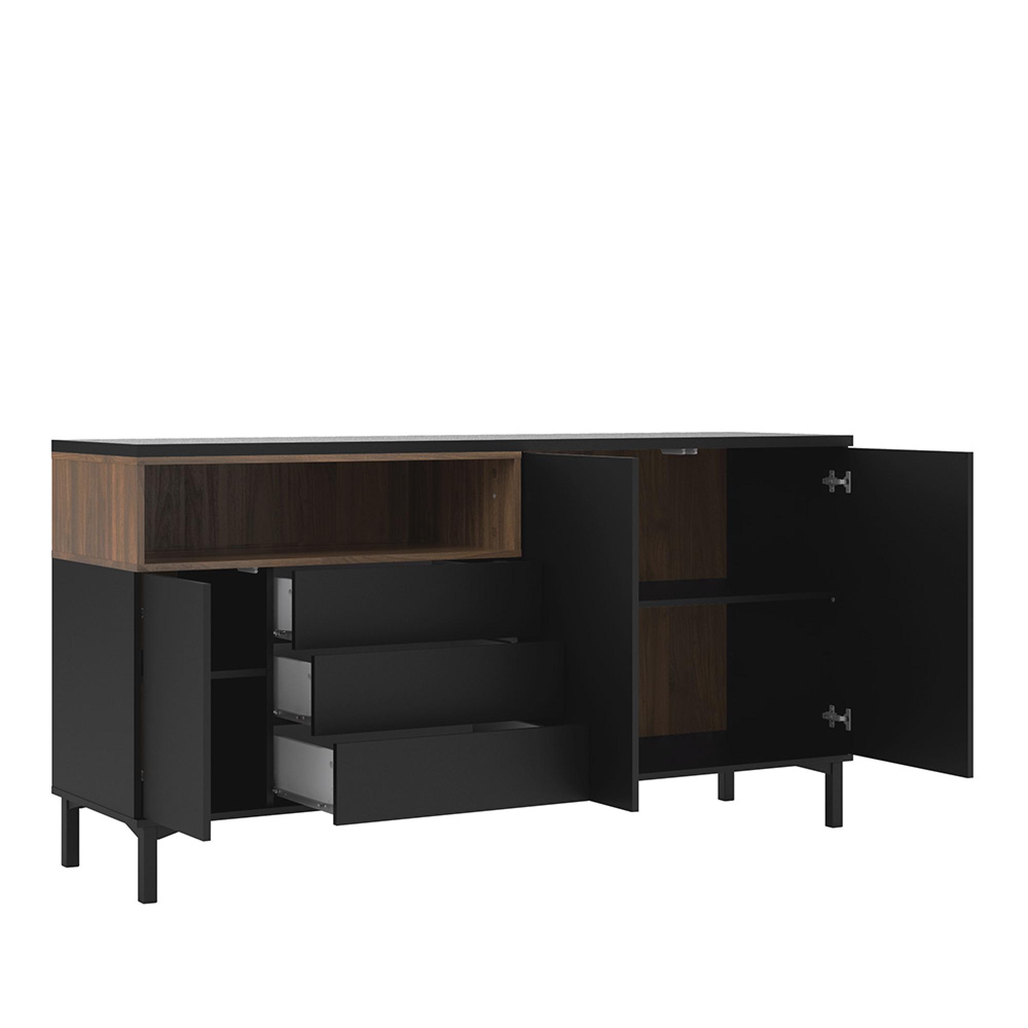 Roomers Sideboard - 3 Door - 3 Drawer - Large - Black