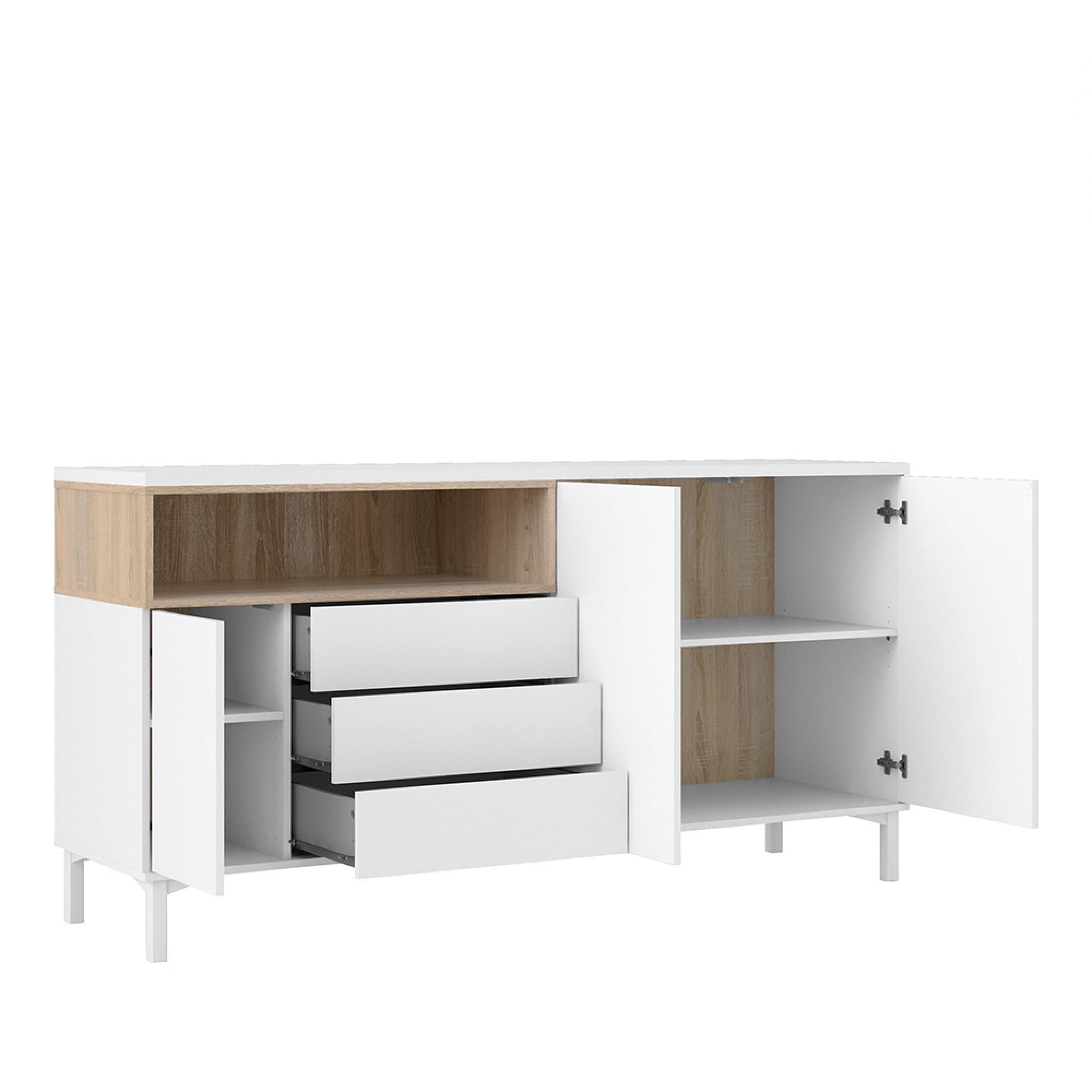 Roomers Sideboard - 3 Door - 3 Drawer - Large - White