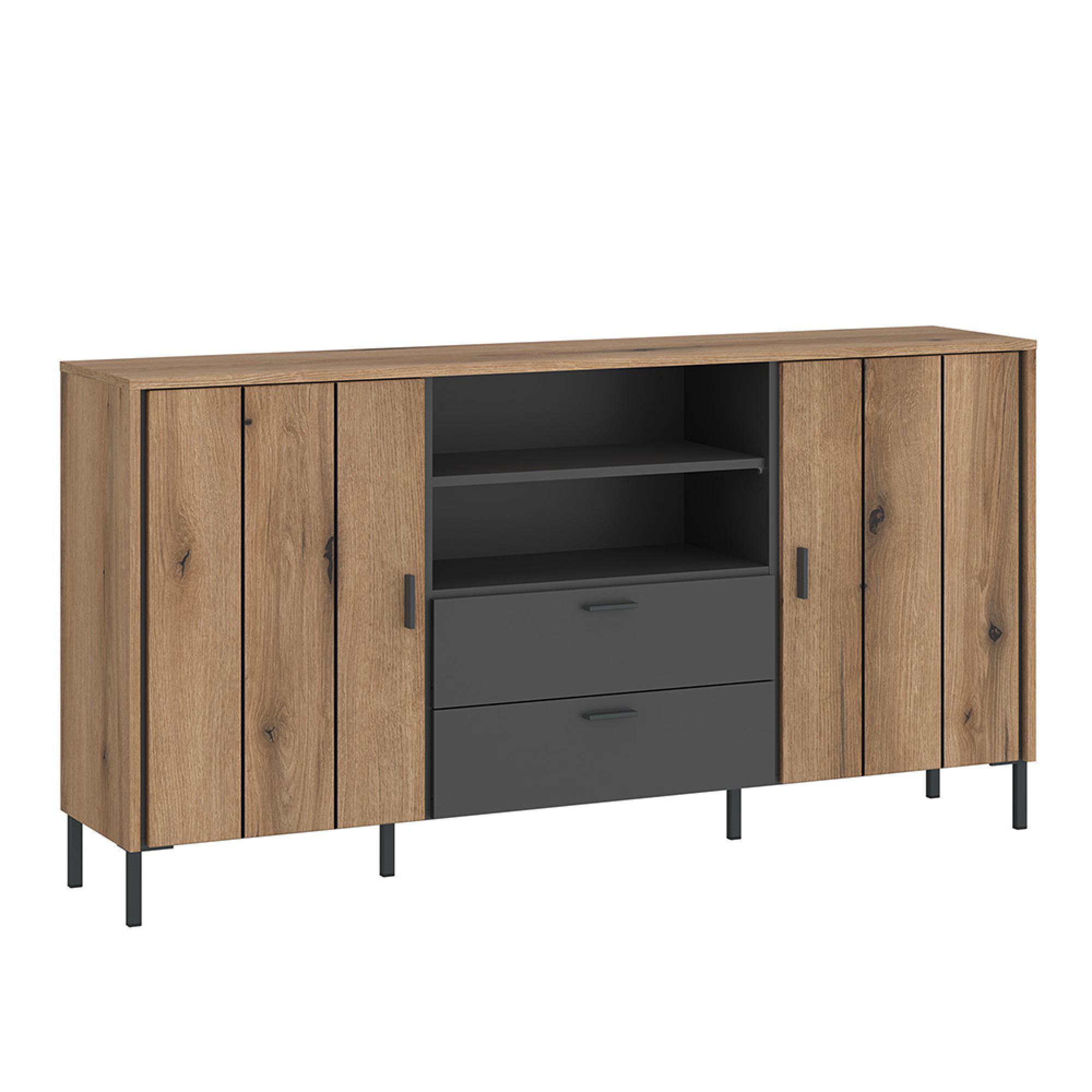 Barcelona Sideboard - 2 Door - 3 Drawer - Black