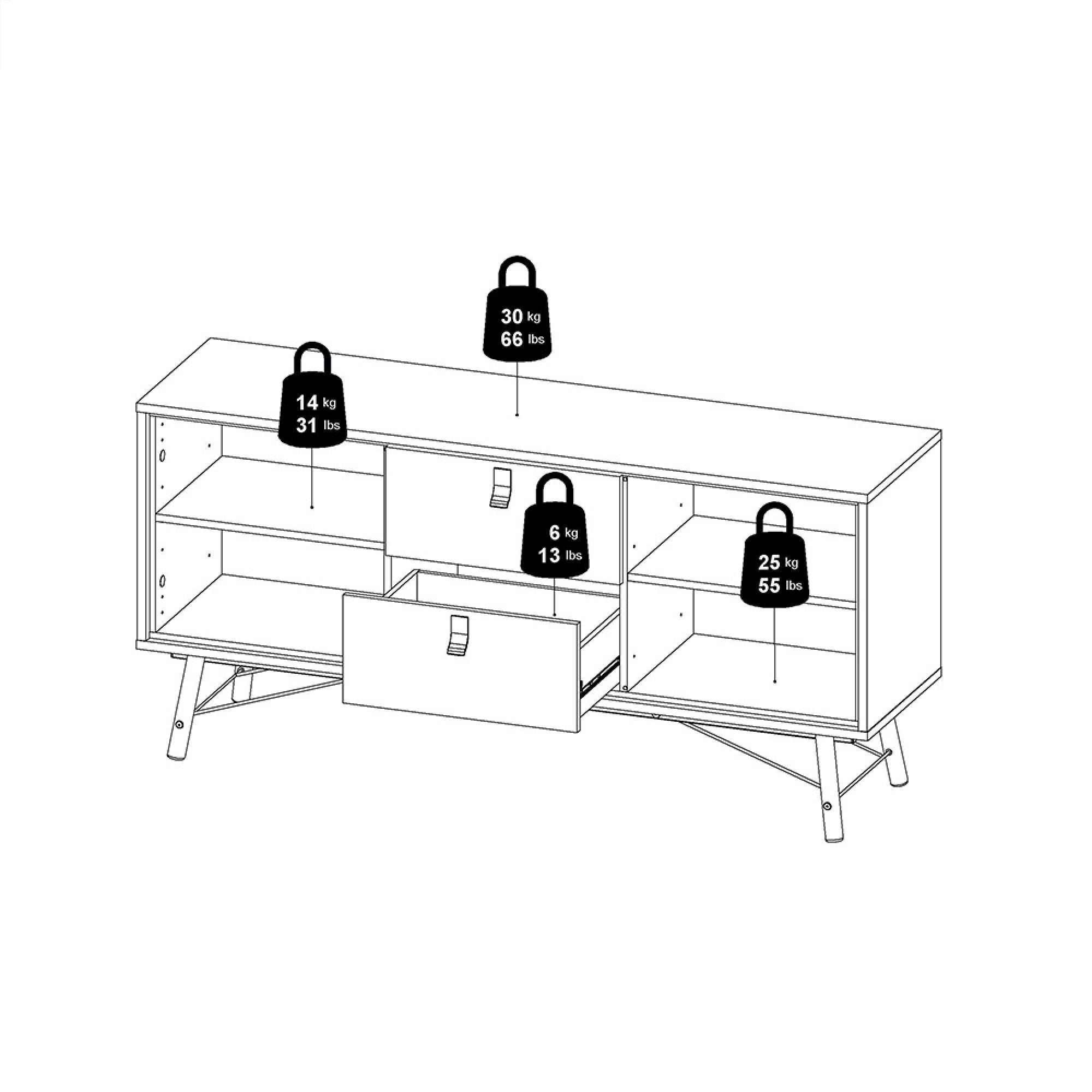 Ry Sideboard - 2 Door - 2 Drawer - Medium - Black