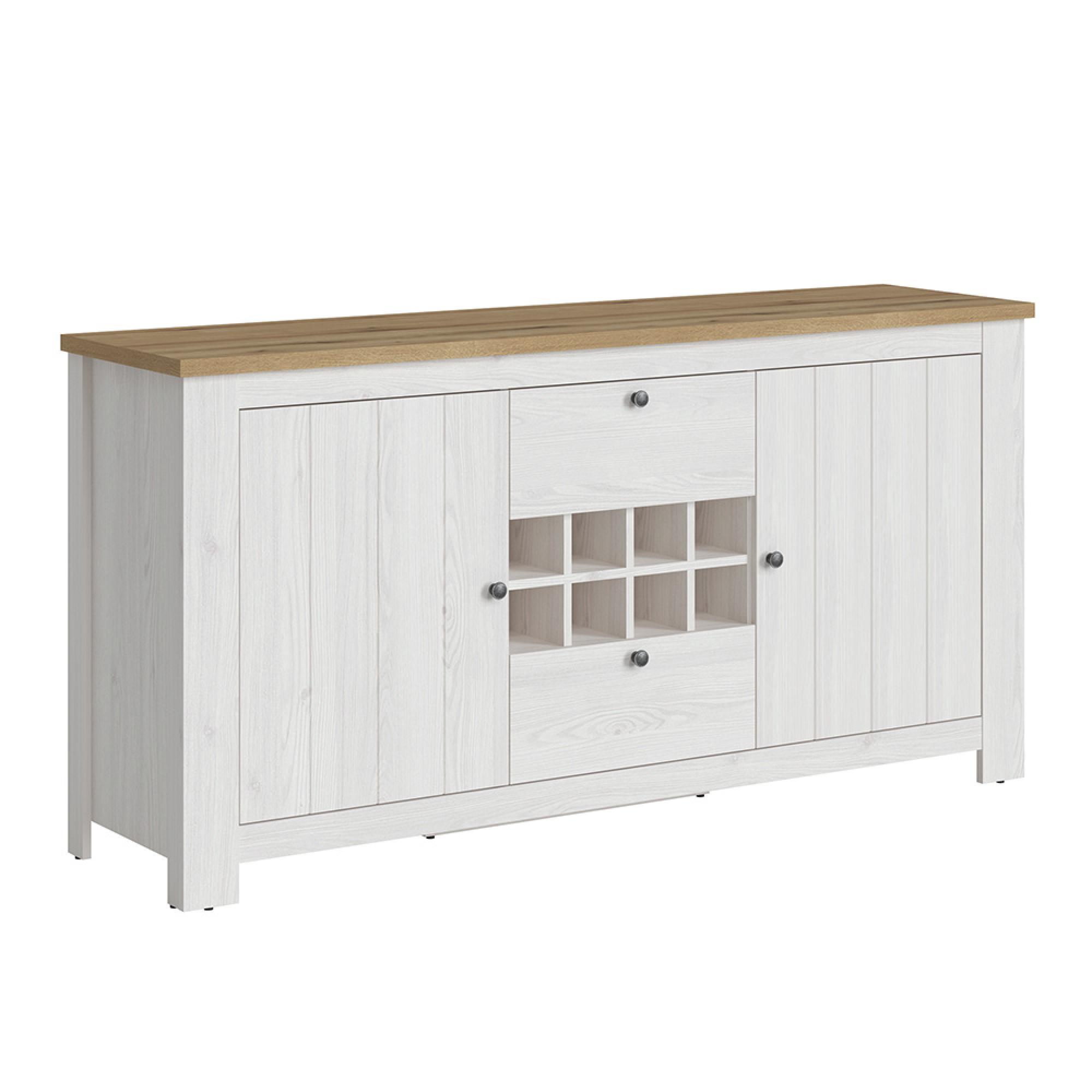 Celesto Sideboard - 2 Door - 2 Drawer - Large - Wine Rack - White
